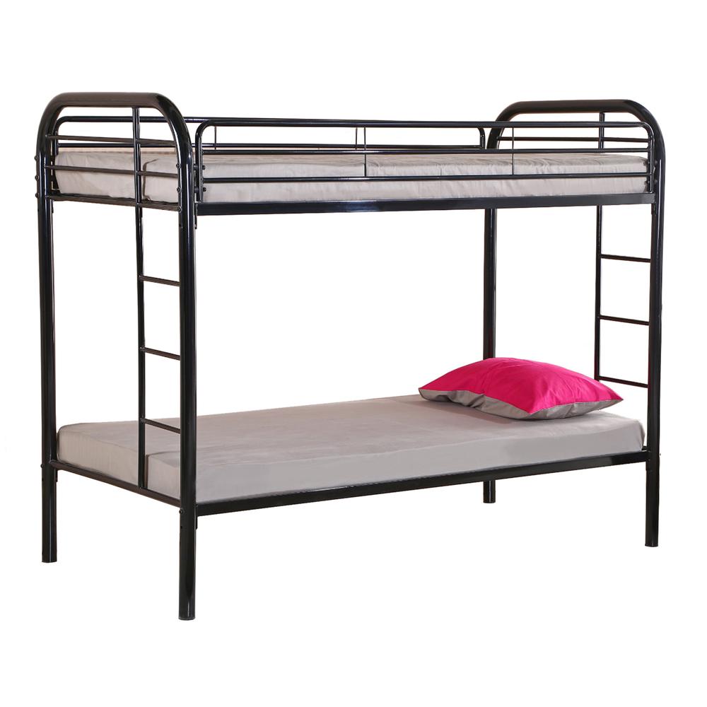 Better Home Products Oasis Twin over Twin Metal Bunk Bed in Black