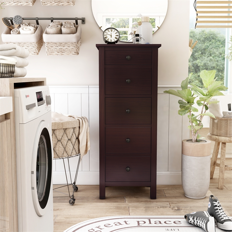 Furniture of America Weller Transitional Wood 5-Drawer Accent Chest in Espresso