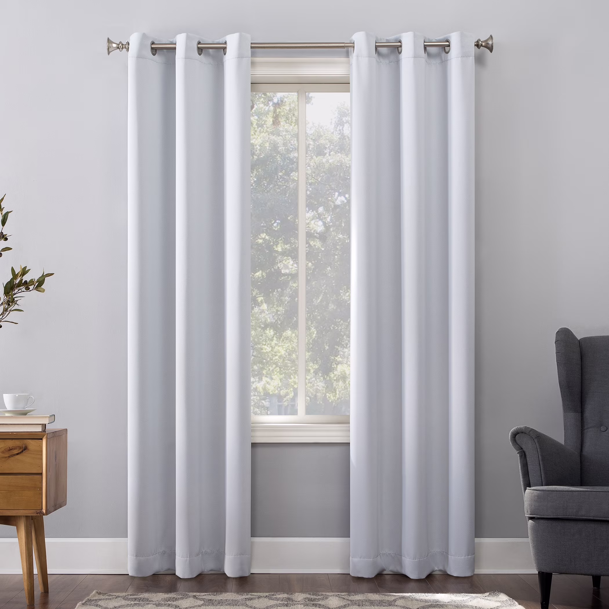 Sun Zero-Sun Zero Hayden Energy Saving Blackout Grommet Curtain Panel, Single Panel40x63-DoveWhite