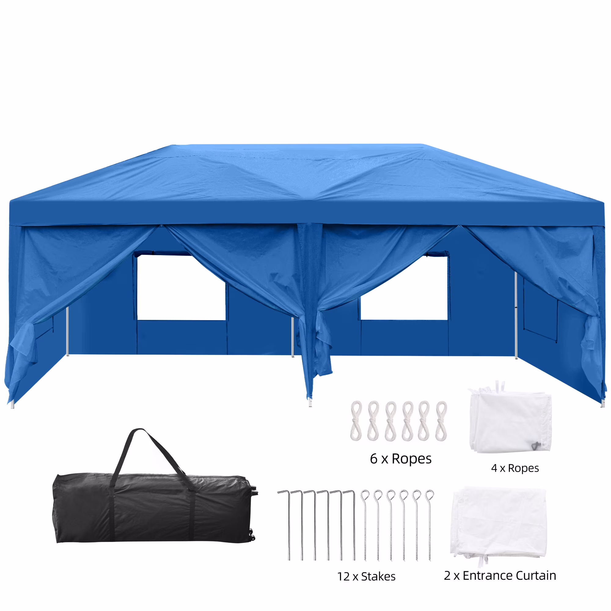 Dextrus 10' x 20' Outdoor Canopy Tent, Pop Up Outdoor Canopies & Shelters with 6 Removable Sidewalls and Carry Bag