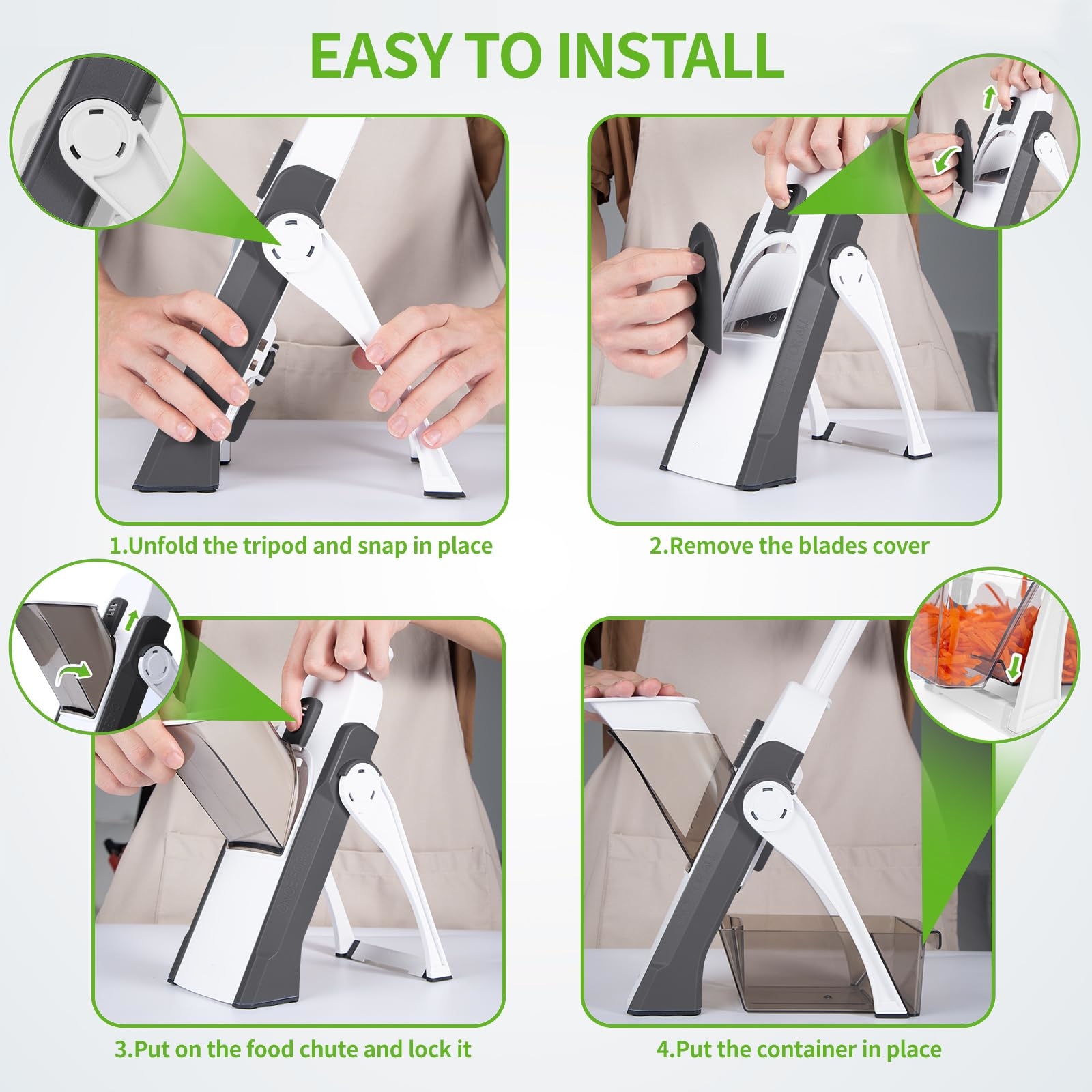 Mandoline Vegetable Slicer Adjustable Thickness Potato Onion Chopper Safe Upright Dicer (Blue)