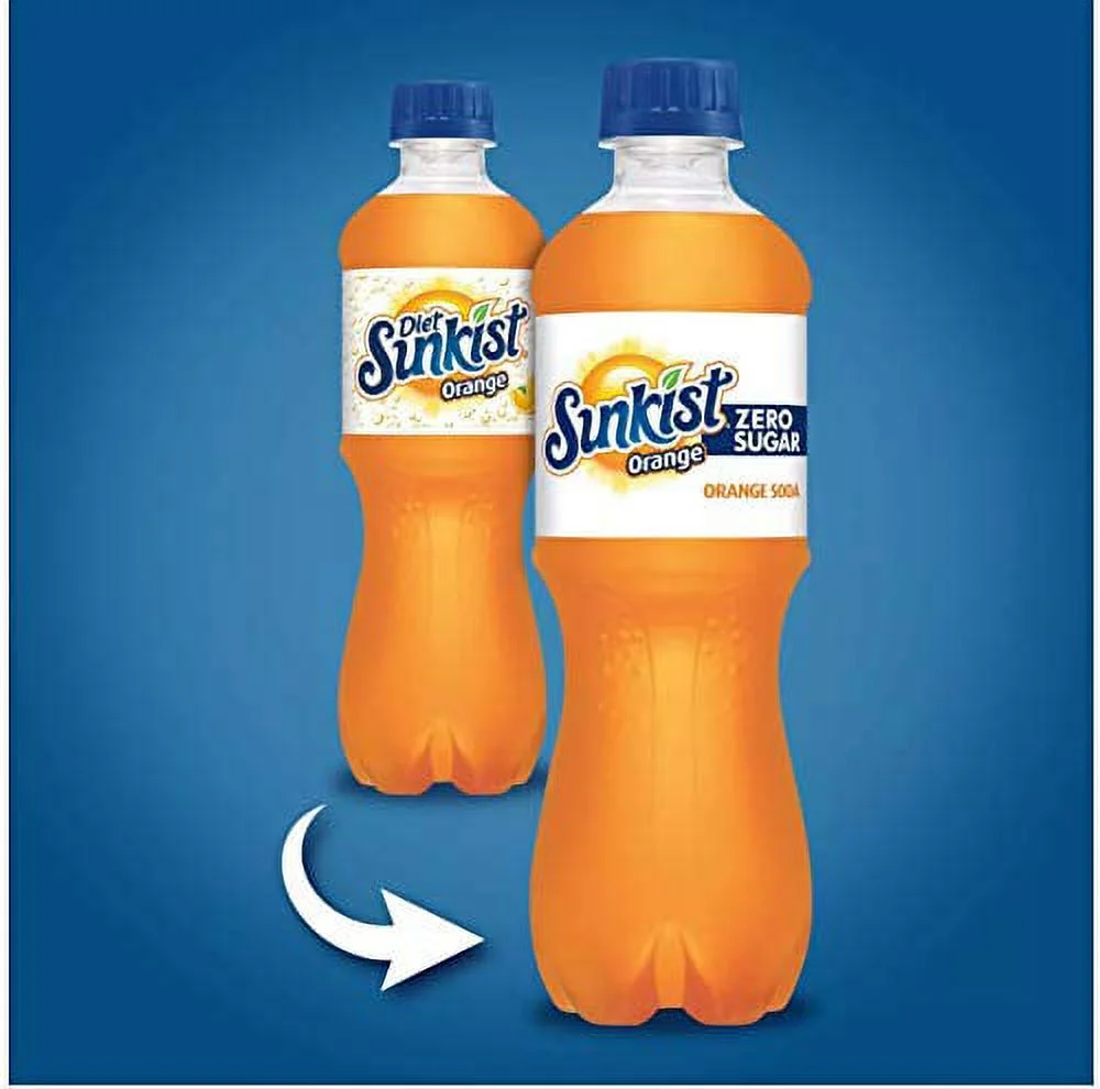 Sunkist Orange Zero (Diet) Soda 20 oz Bottles (Pack of 12, Total of 240 fl oz) - 2 Pack