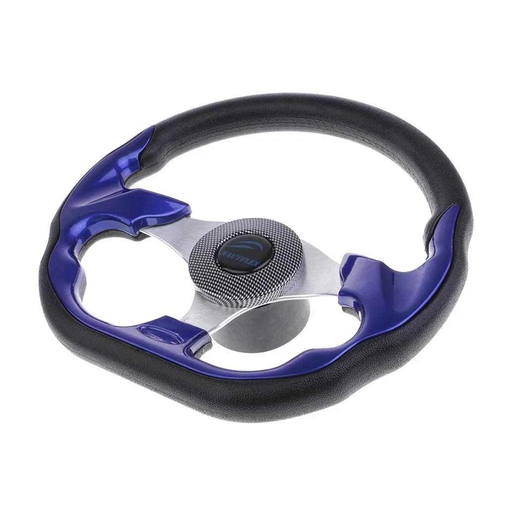 32cm/12.5 Inch Aluminum Pontoon Boat Flat Bottom Steering Wheel 3 Spoke 3/4-inch Shaft With Soft PU foam material grip And