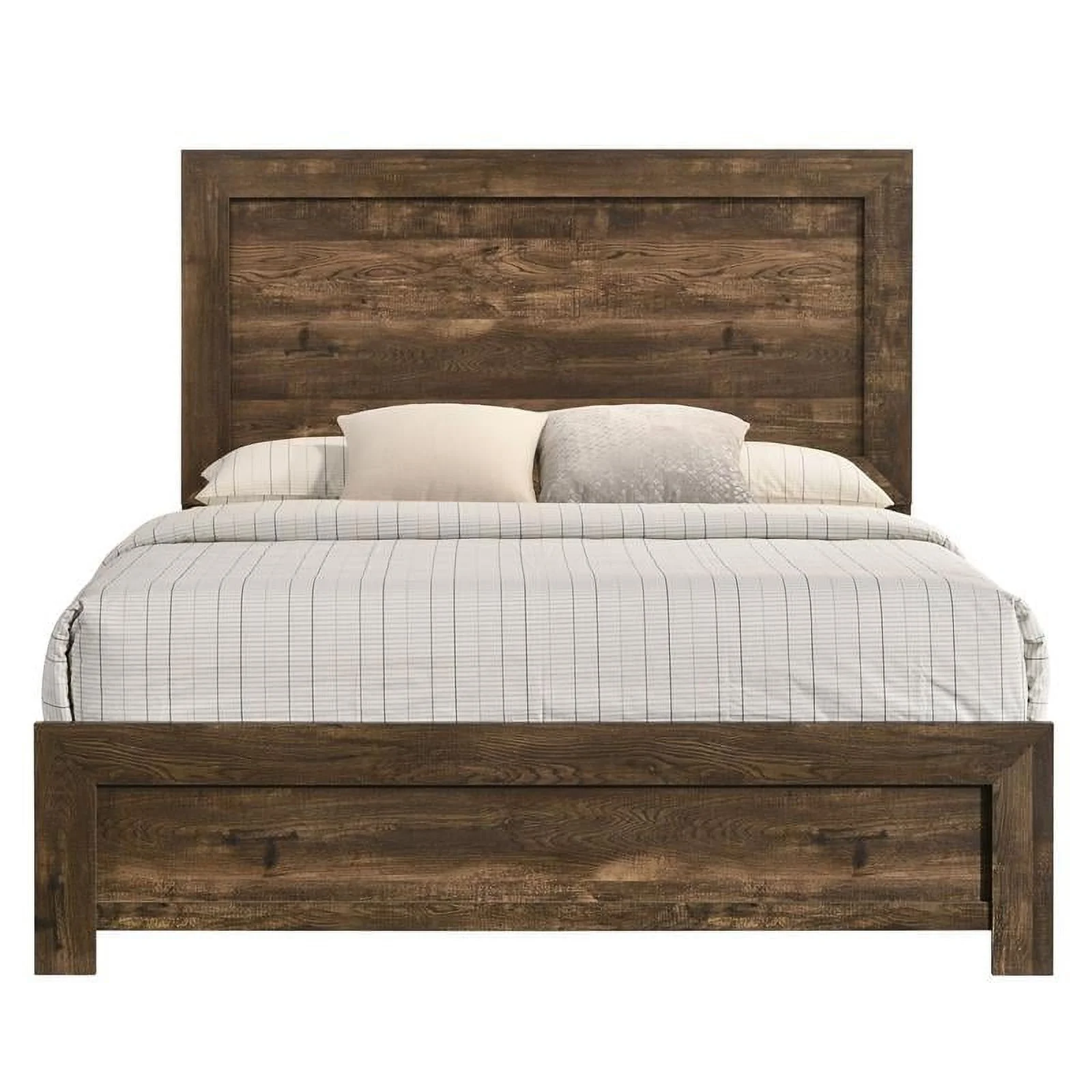 Bowery Hill 3pc Farmhouse Wood Bedroom Set - Queen + 2 Nightstand in Walnut