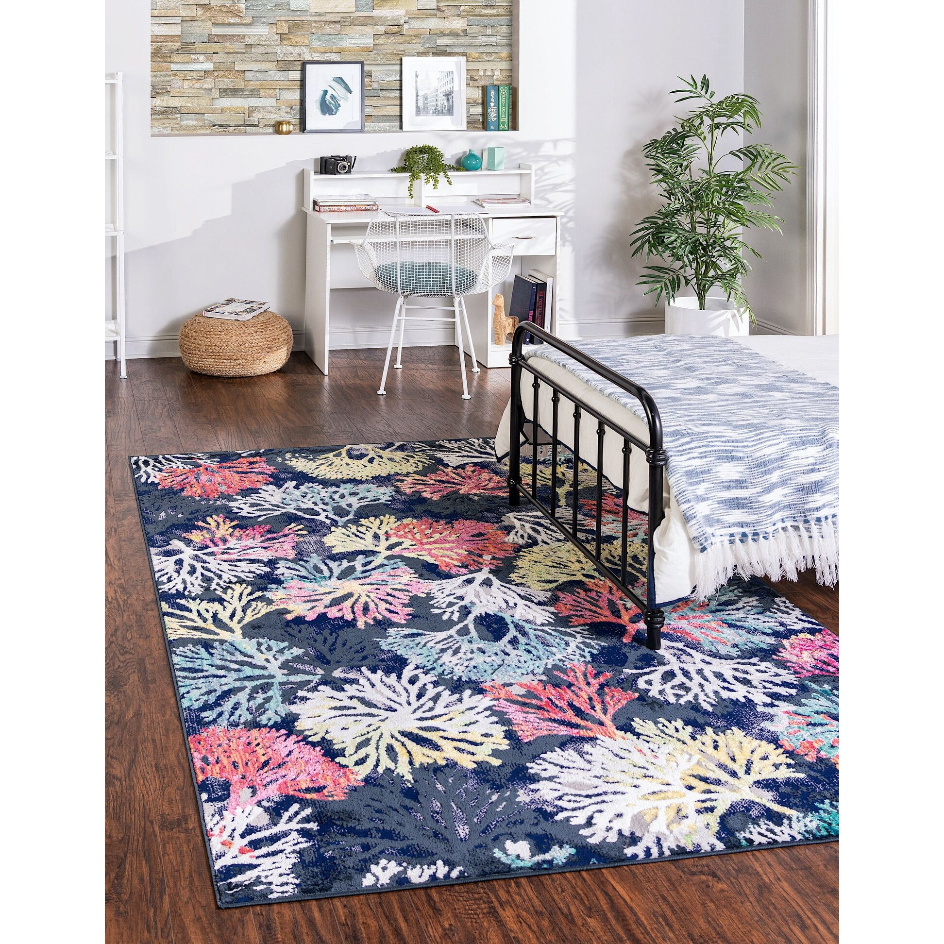 Country & Floral Pledouis Collection Area Rug 2'x8' - Multi-Blue