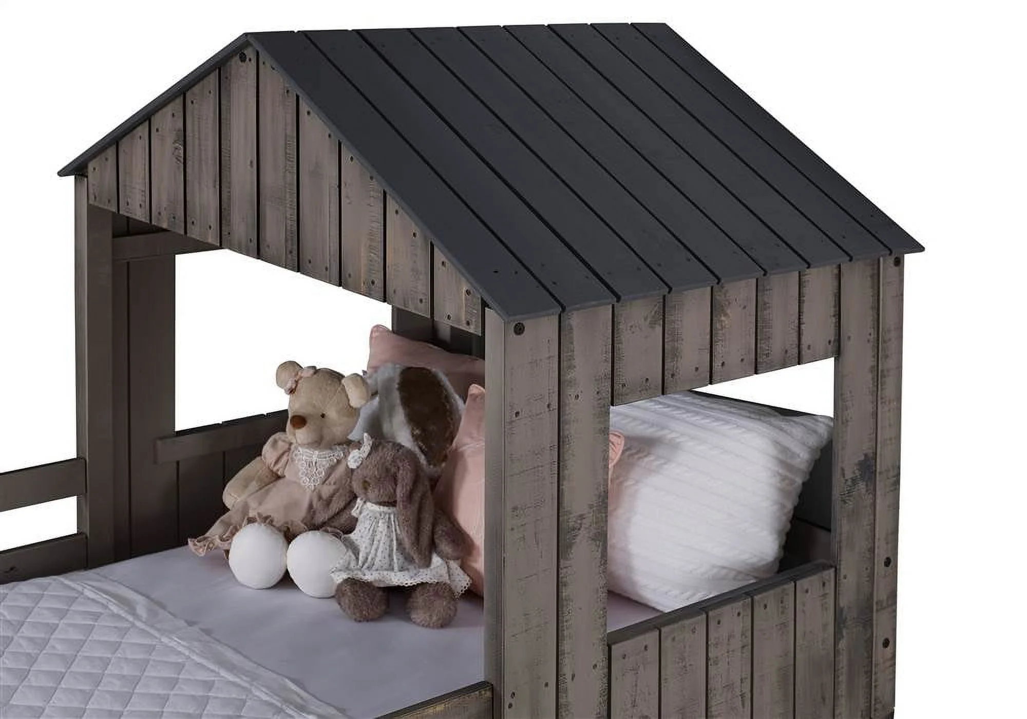 Donco Kids PD-3344TFRDG Twin over Full Campsite Loft, Rustic Dark Grey