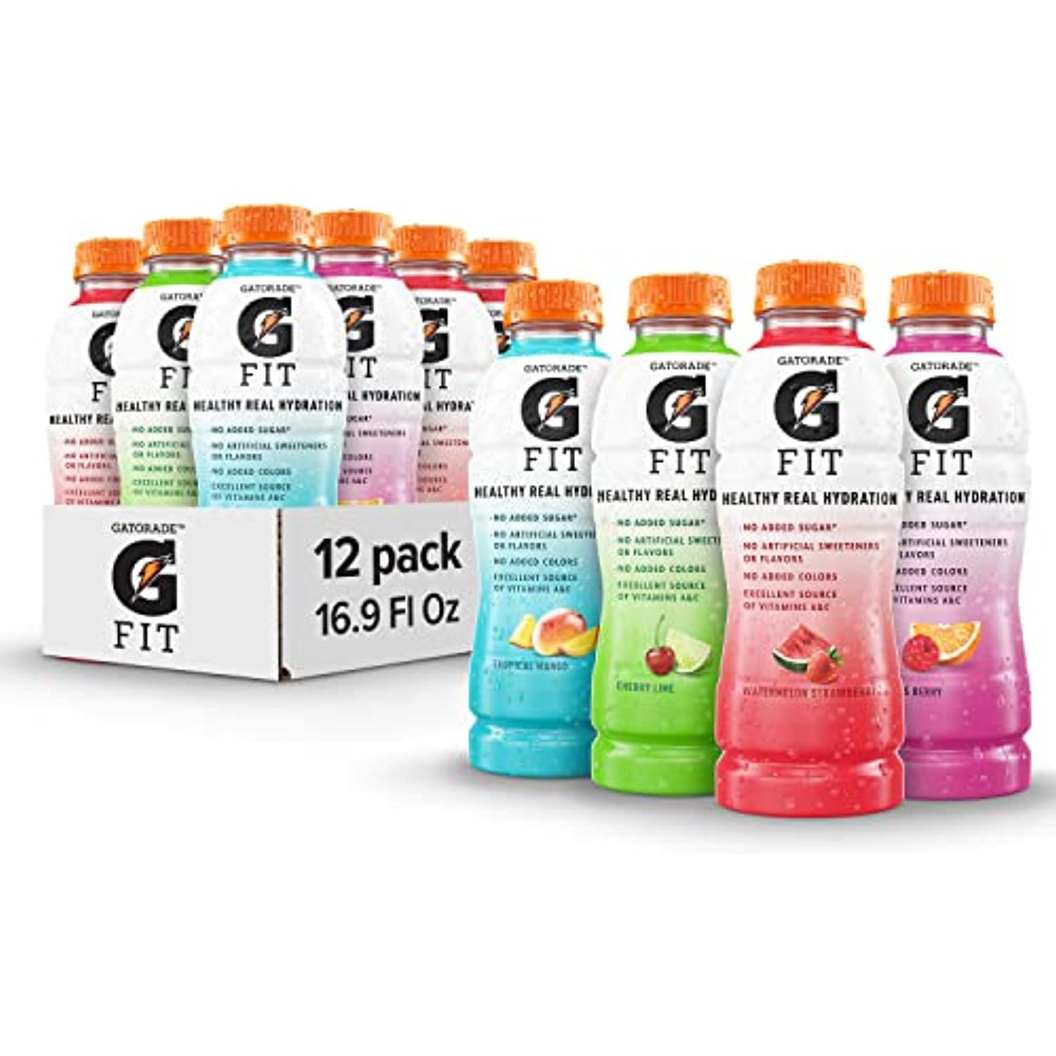 Gatorade Fit Electrolyte Beverage, Healthy Real Hydration, 4 Flavor Variety Pack, 16.9.Oz Bottles (12 Pack)