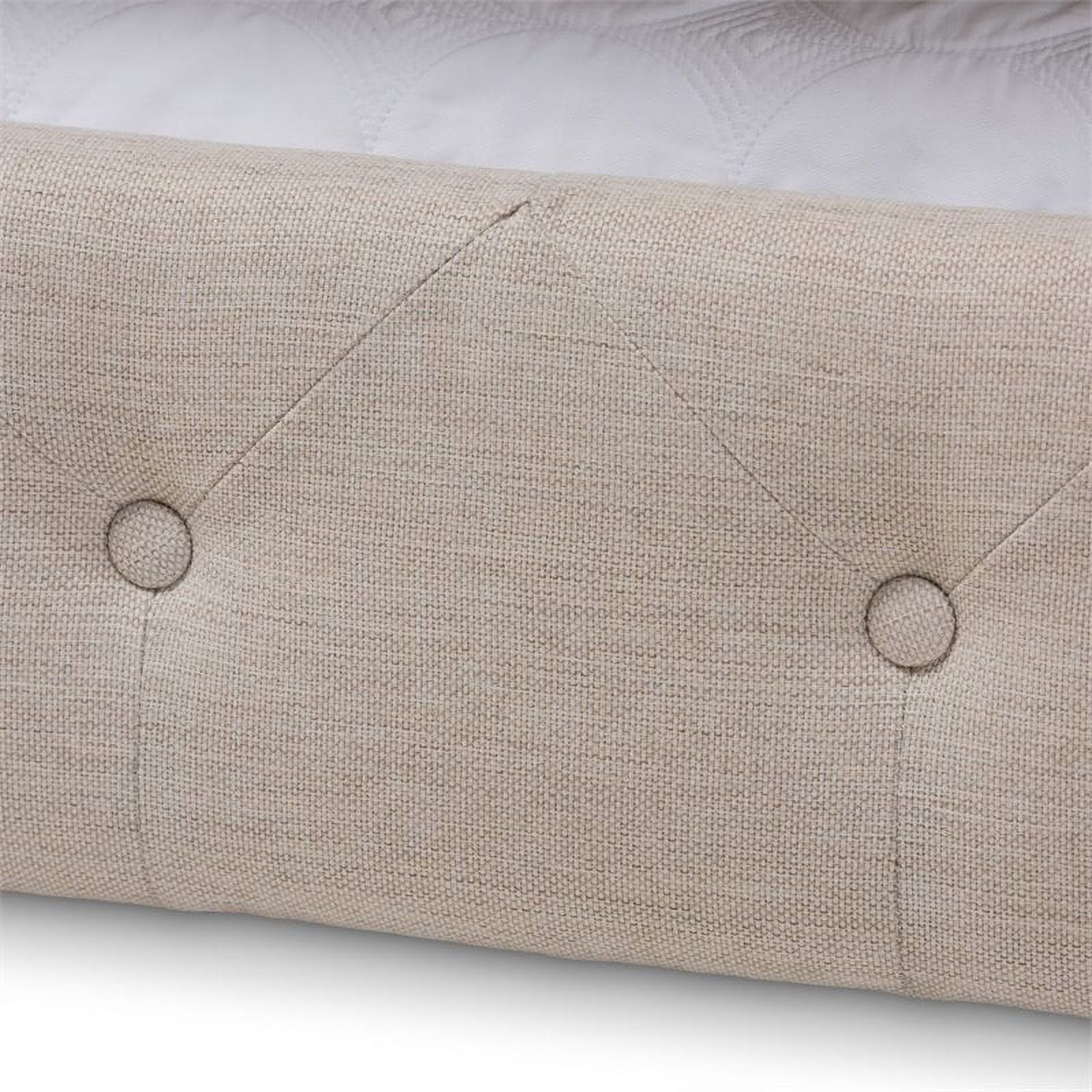 Bowery Hill Fabric Tufted Full Daybed w/ Trundle in Light Beige