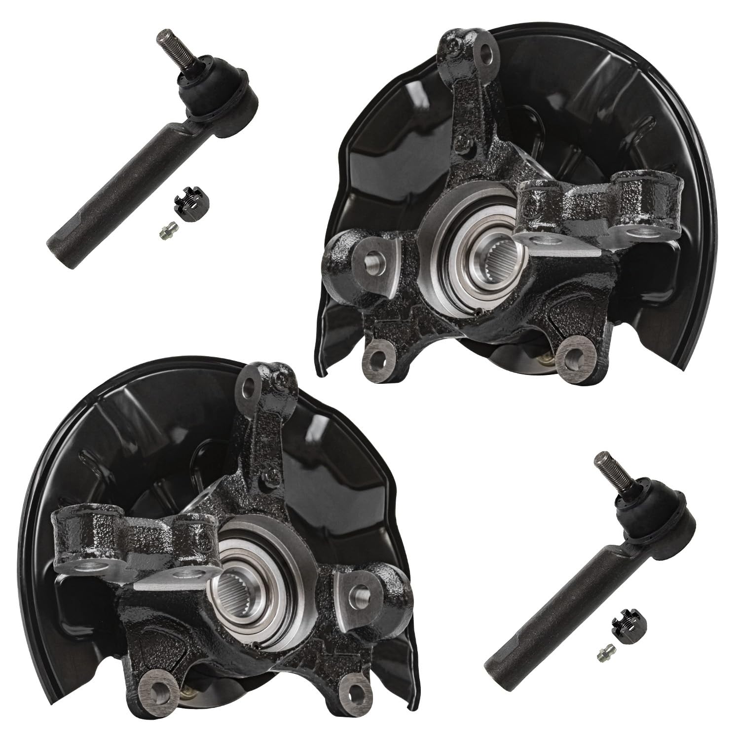 Detroit Axle - Front Steering Knuckles & Wheel Hub Bearings + Outer Tie Rod Ends Replacement for 2014-2018 Toyota Corolla Matrix - 4pc Set