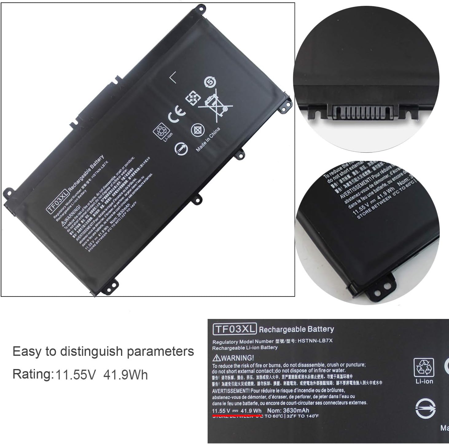 TF03XL TF03041XL Laptop Battery Compatible with HP Pavilion 15-CC023CL 15-CC050WM 15-CC563ST 17-AR050WM 15-CC 15-CD 14-BF 14-BK 14-BP Series 920046-421 920046-121 HSTNN-LB7X HSTNN-IB7Y HSTNN-LB7J