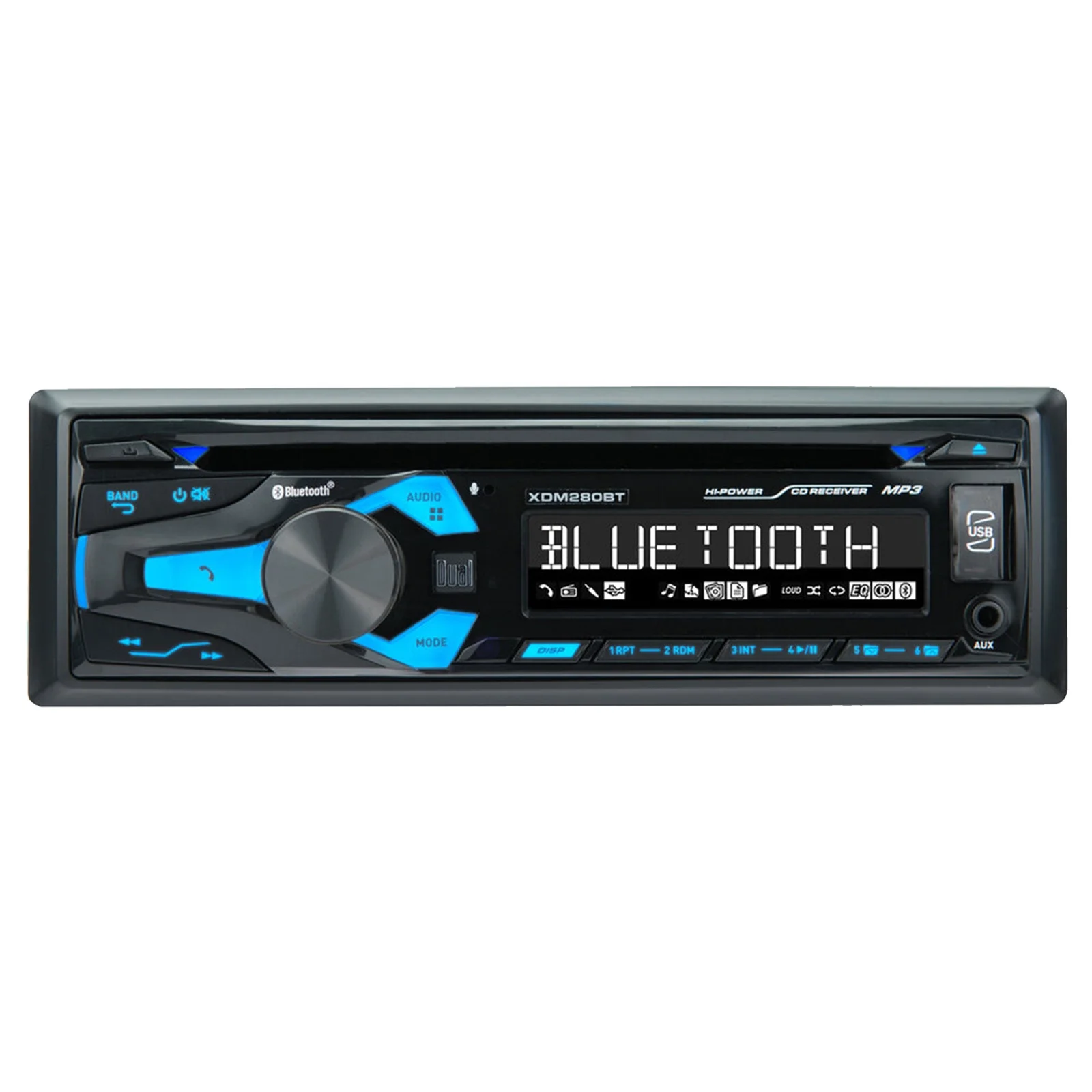 Dual XDM280BT Single DIN Bluetooth AM/FM Radio Stereo USB AUX 200W CD Player Receiver Bundle Combo with Single DIN Stereo Install Kit (Fits Select 2014-UP Harley-Davidson Bat Wing Fairing)