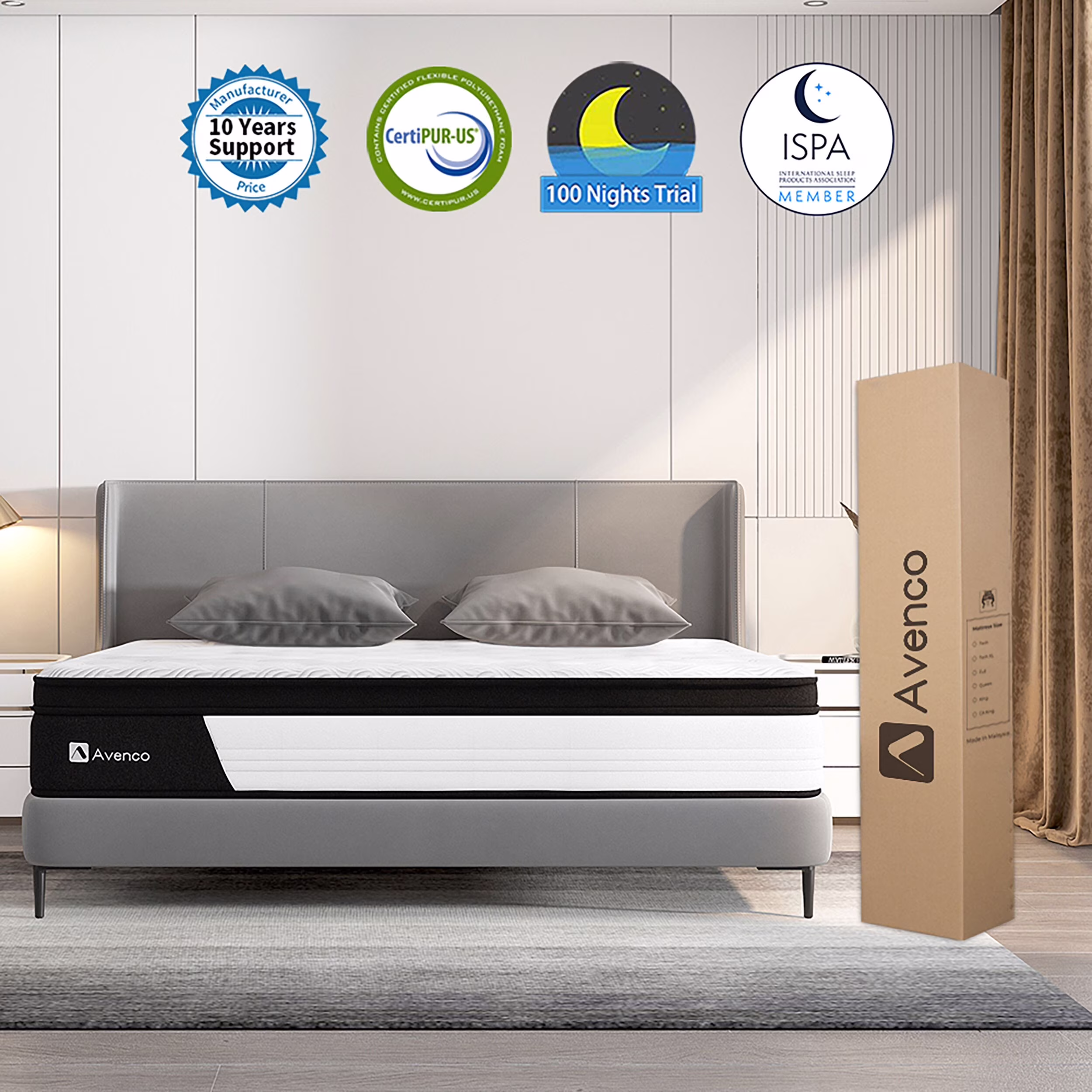 Avenco  12 Inch Memory Foam and Pocketed Innerspring Hybrid Mattress California King