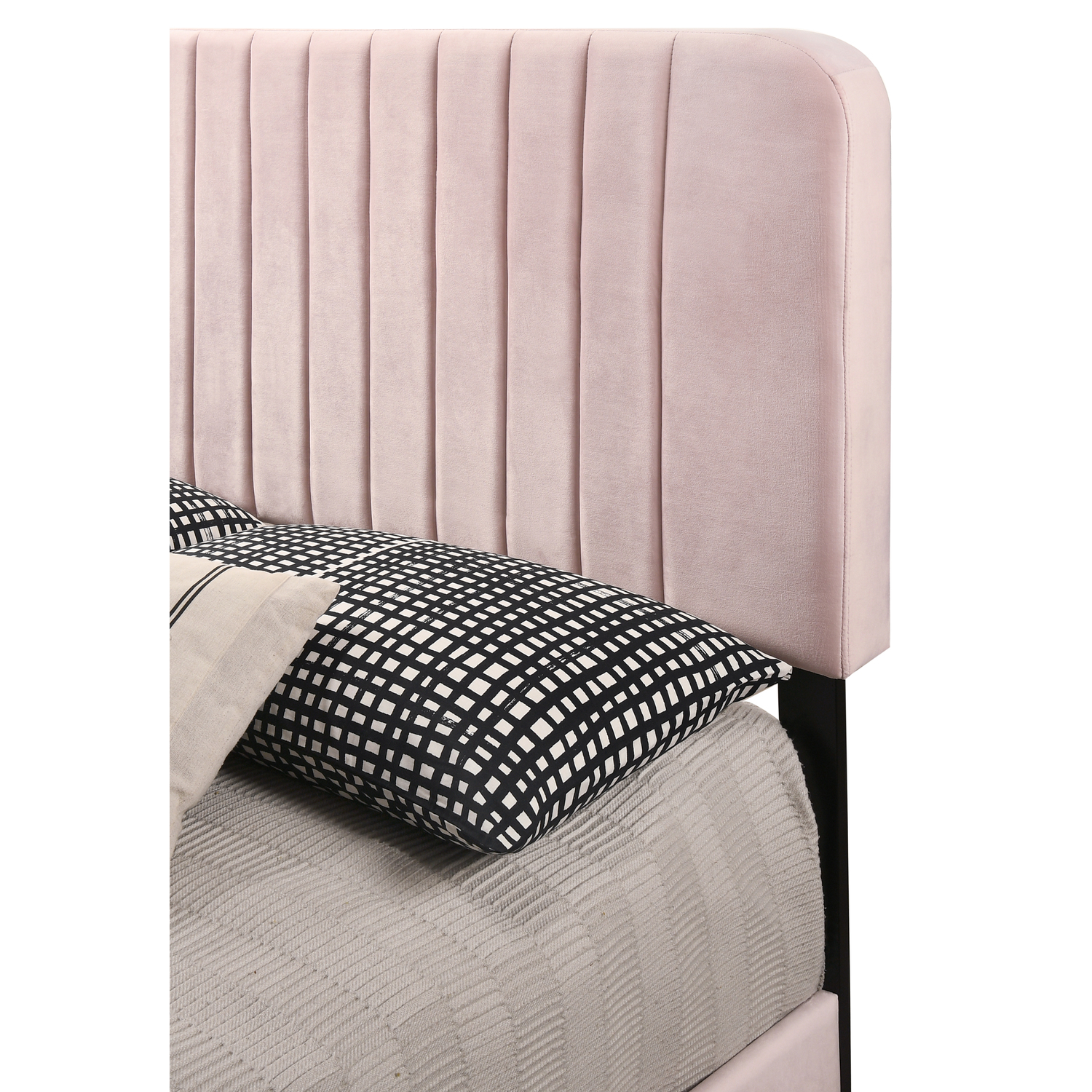 Glory Furniture Lodi Velvet Upholstered Queen Bed in Pink