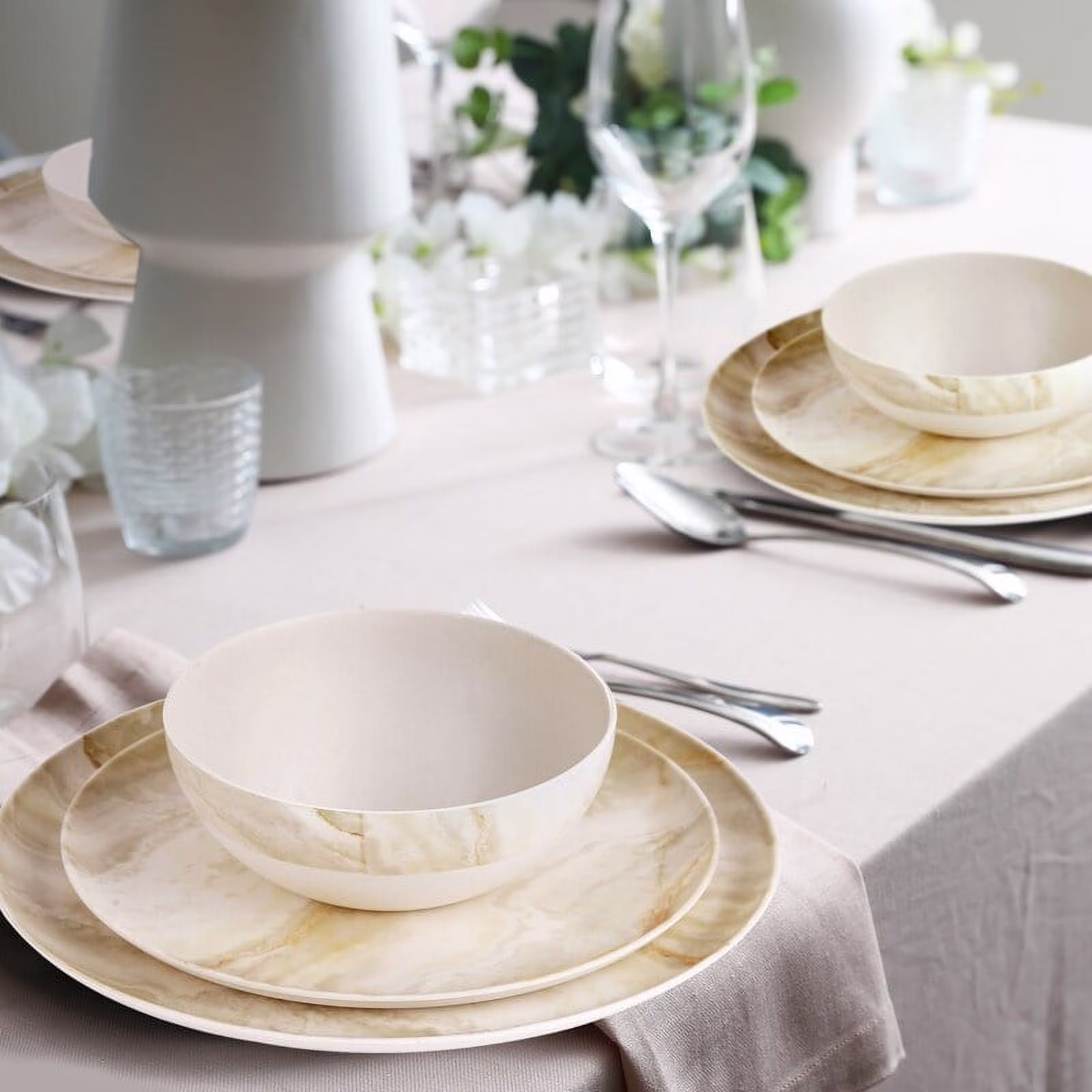 DW14-AD12-GY_4_OS 12 Piece Melamine Bamboo Dinnerware Set Service for 4 Beige