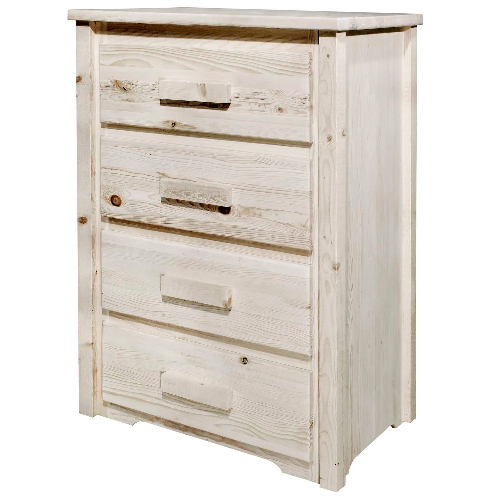 Homestead Collection 4 Drawer Chest of Drawers, Clear Lacquer Finish