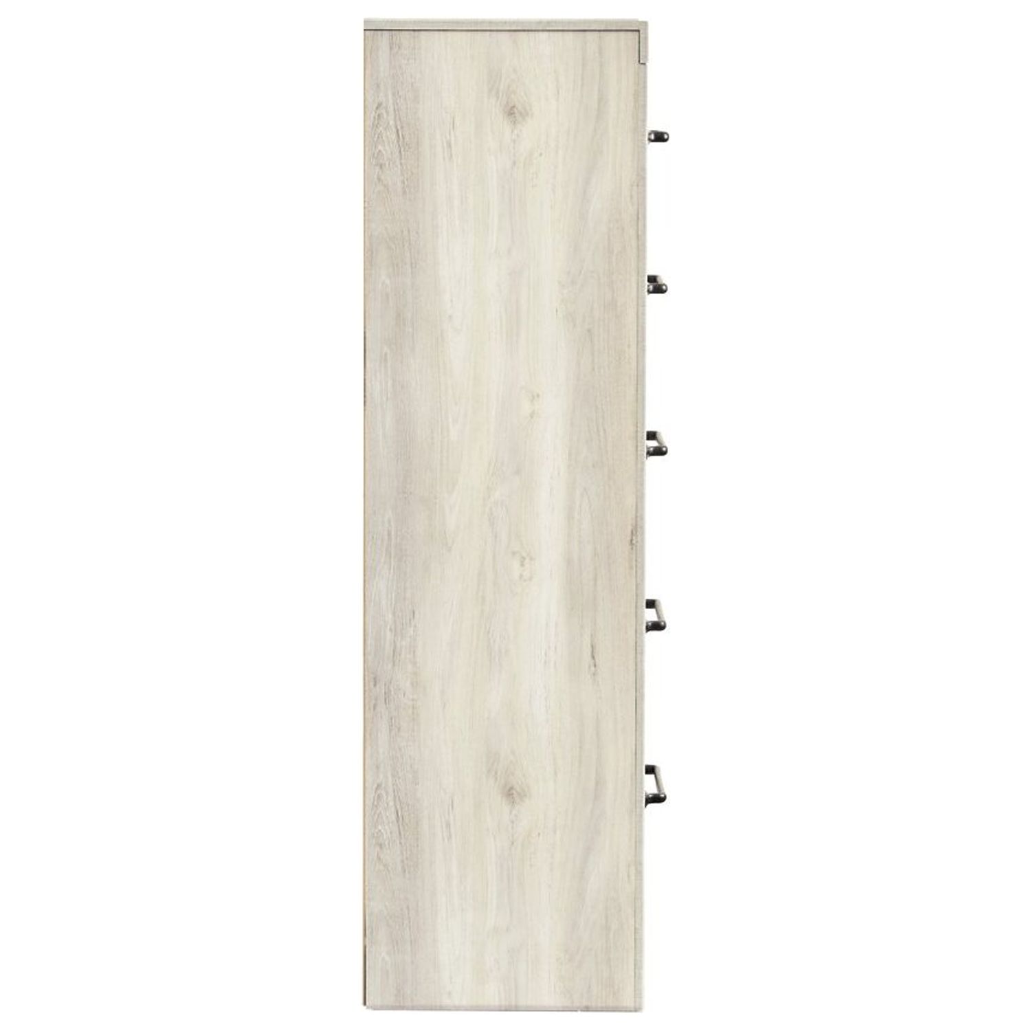 Grained 5 Drawer Wooden Chest with Bar Pull Handles, Distressed White