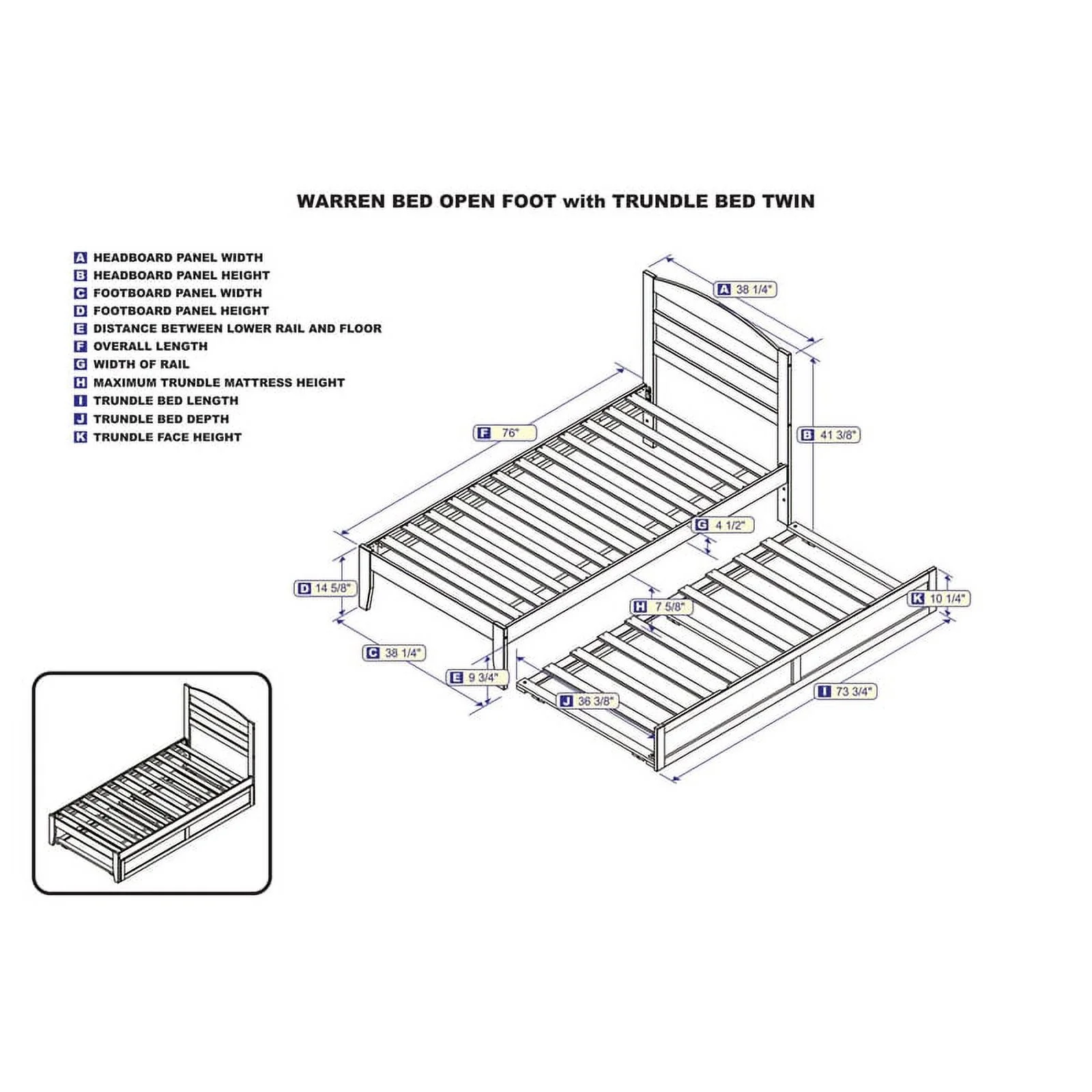 AFI Warren Solid Wood Traditional Twin Bed w/ Twin Trundle in White