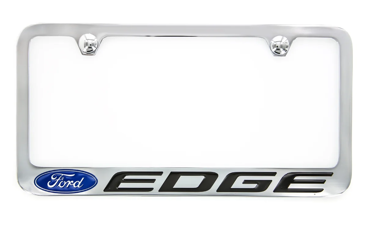Ford Edge Chrome Plated Brass Metal License Plate Frame wide bottom engraved 2 hole