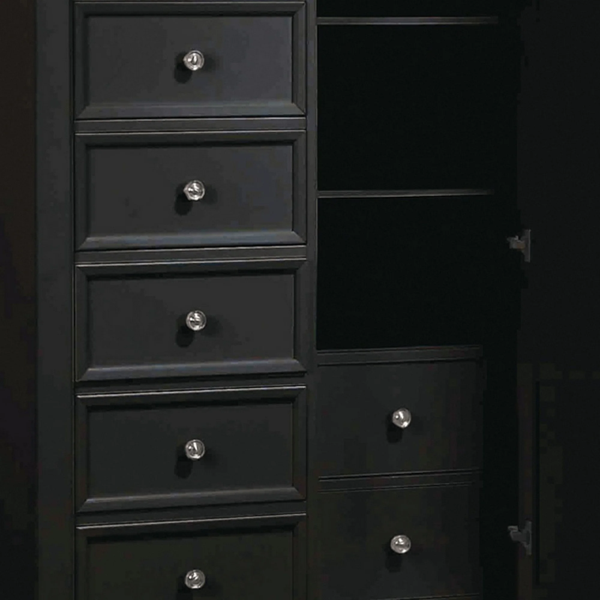 Benjara Lila 61 Inch Tall Wardrobe Dresser Chest, 8 Drawers and 3 Shelves, Brown