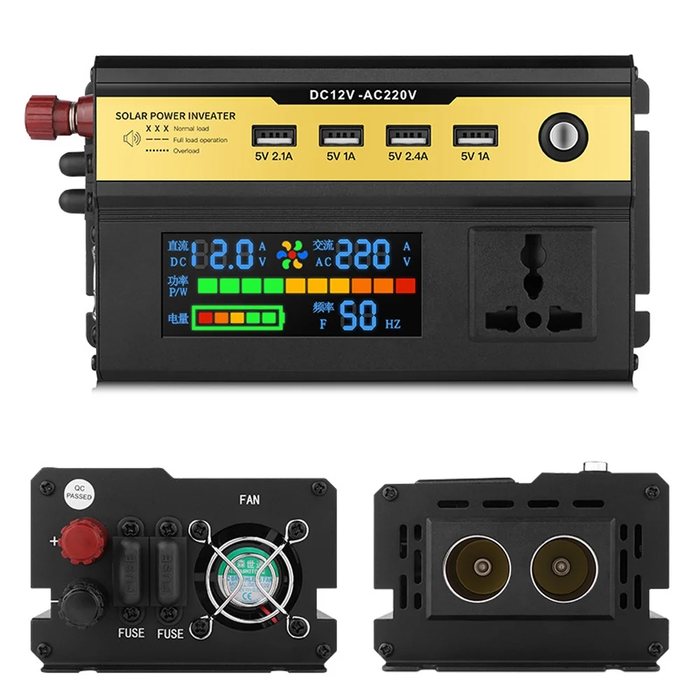 Dcenta 5000W Car Power Inverter LED Digital Modified Sinewave Inverter 12V to 220V Converter with AC Outlets 4 USB Charging Ports for Car Vehicle Home Laptops