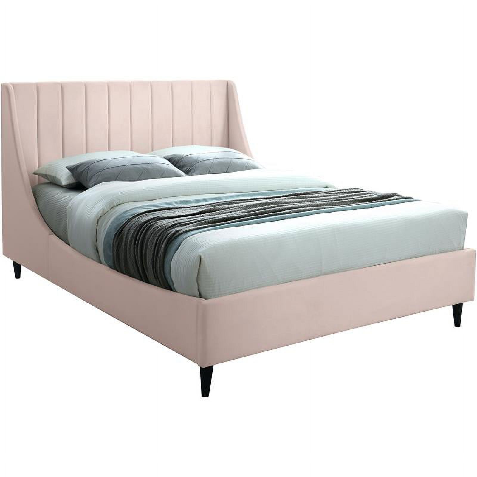 Maklaine Contemporary Pink Velvet Upholstered Full Bed