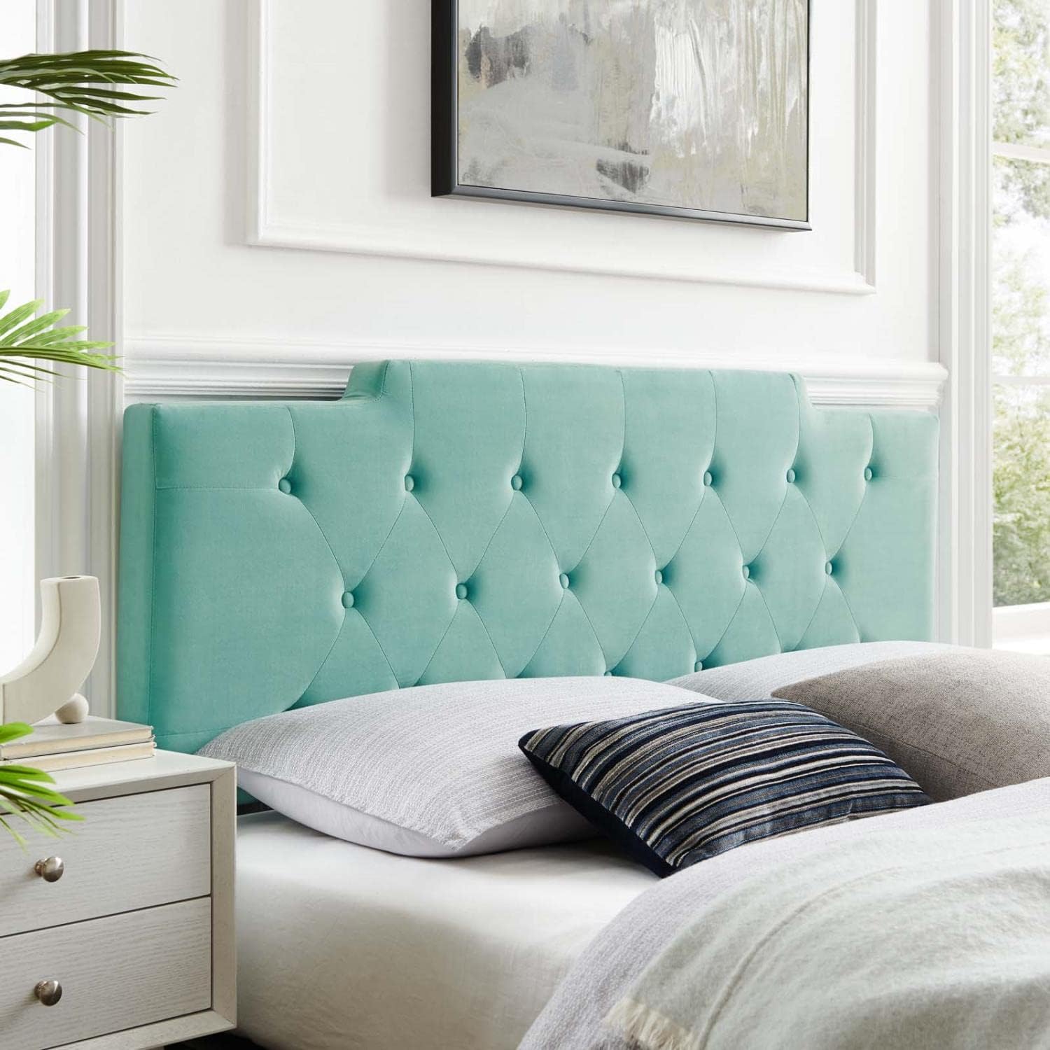 Juliet Tufted Performance Velvet Headboard, , Mint