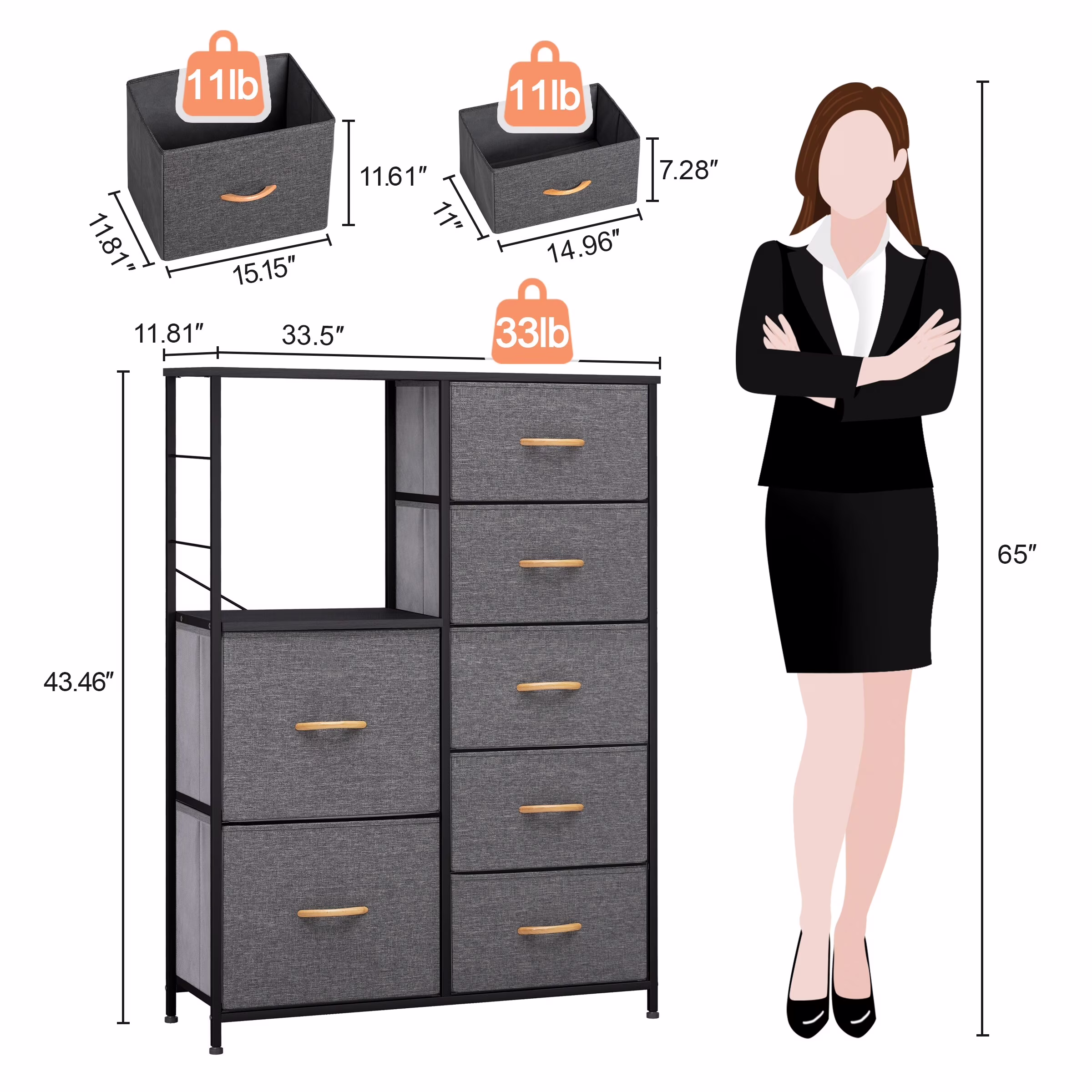 Crestlive Products  7 Drawers Vertical Chest Dresser Storage Tower Grey