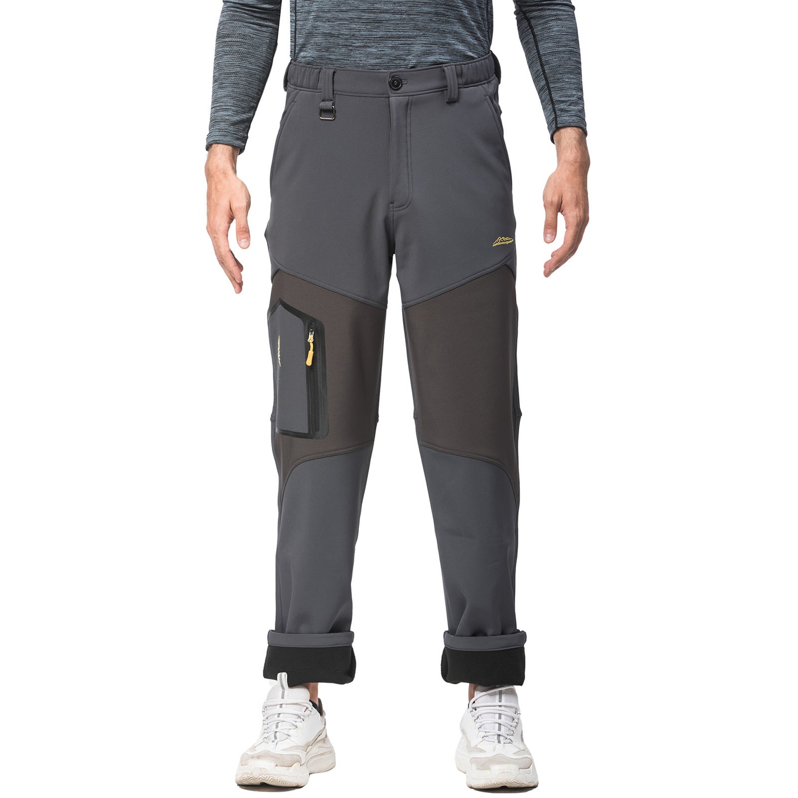 WEAIXIMIUNG Mens Cargo Pants with Pockets Camo Mens Winter Plus Size Elastic Waist Jackets Plus Velvet Stitching Waterproof Mountaineering Zipper Pocket Trousers