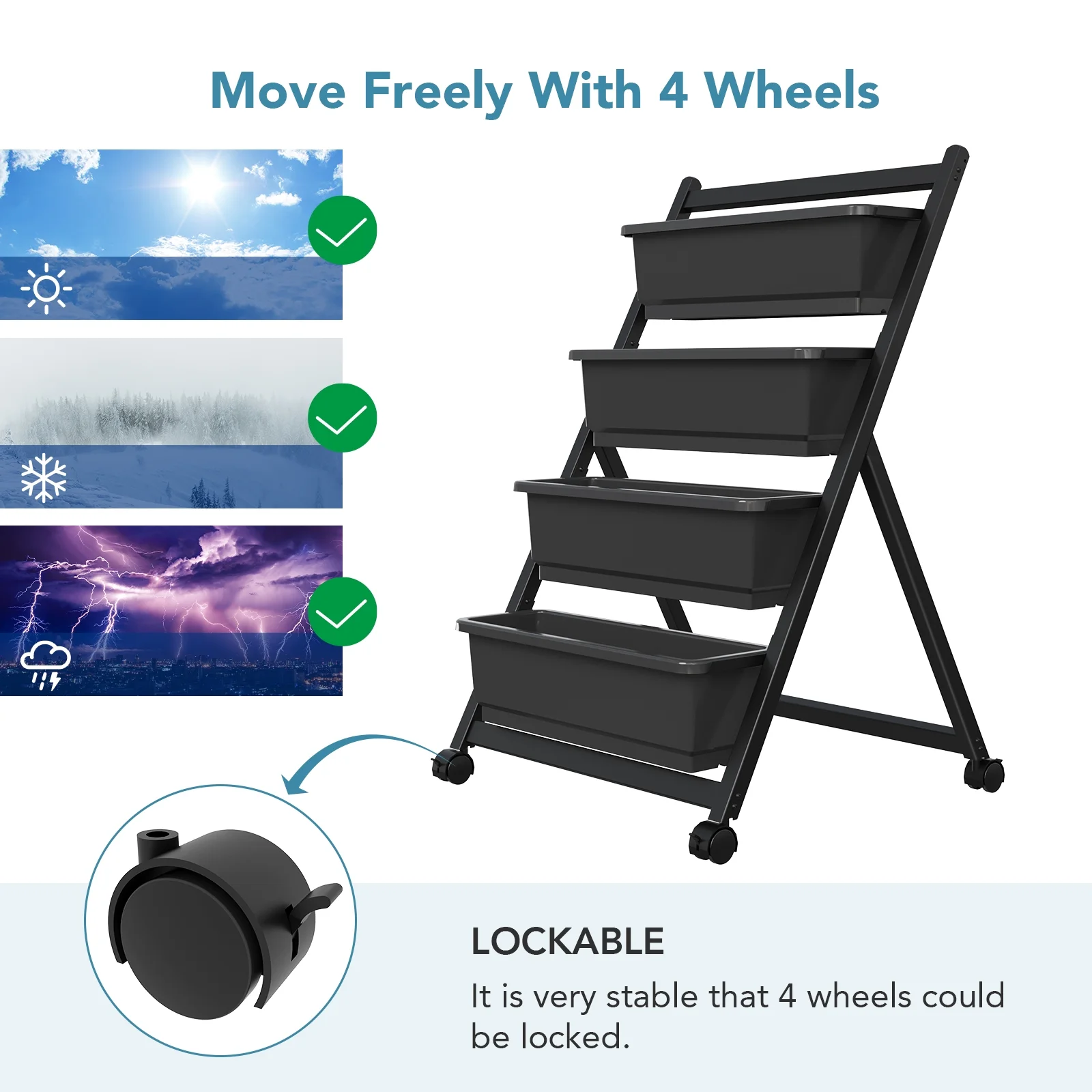 FLEXIMOUNTS 4-Tiers Vertical Raised Garden Bed 4Ft Freestanding Elevated Garden Planters 45