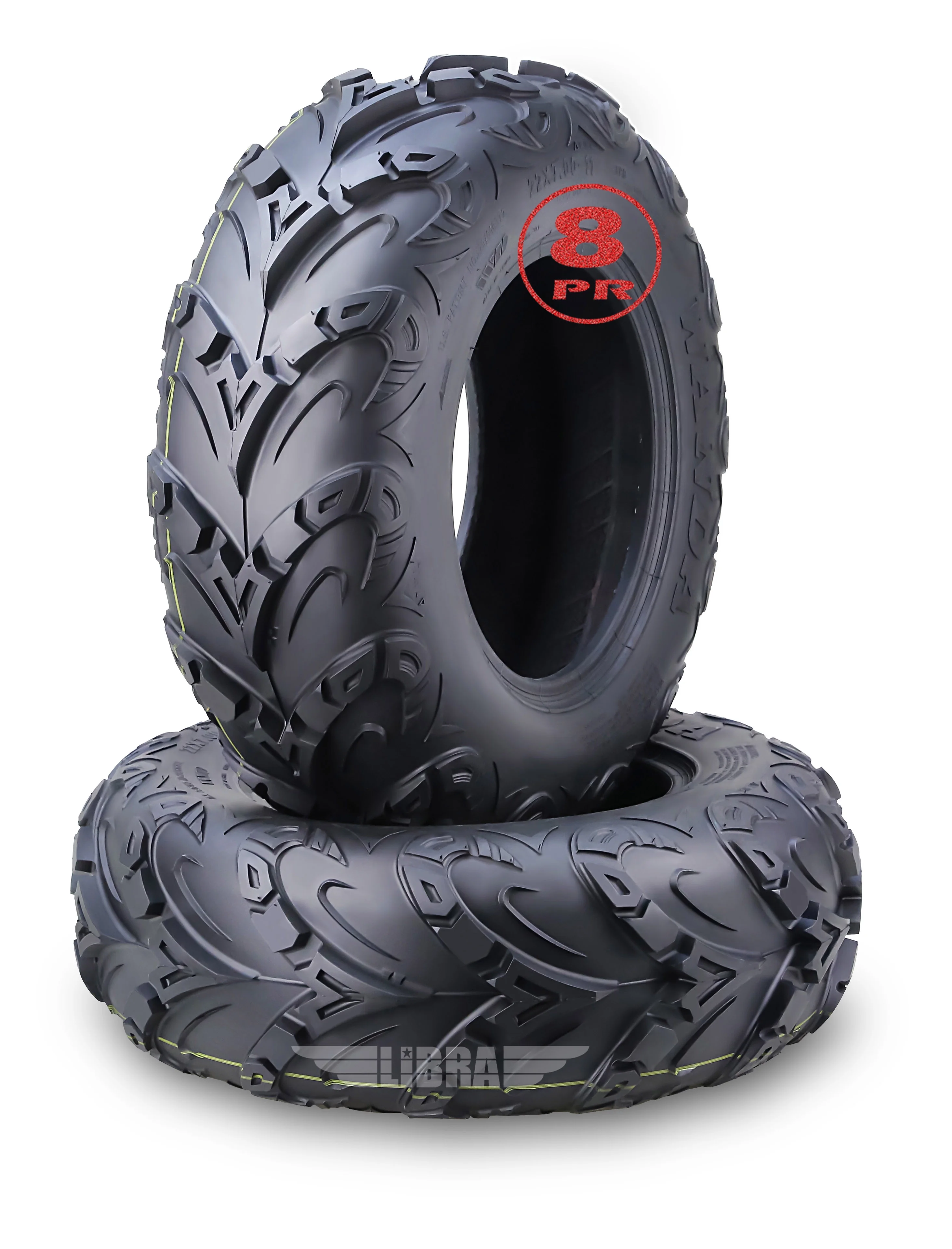 WANDA Performance 8 Ply ATV Tires 22x7-11 Mud Sling fit Honda Recon Suzuki Ozark 250, Set 2