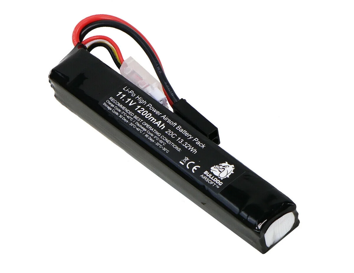 BULLDOG 11.1v 1200mAh 20C 3S Block Li-Po Battery Pack High Power performance Mini Tamiya Connector