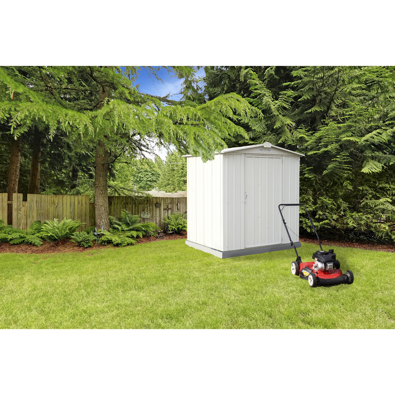 Arrow Sheds EZ6565LVCRCC EZEE Shed - 6 ft. x 5 ft. x 6 ft. Cream w/Charcoal Trim