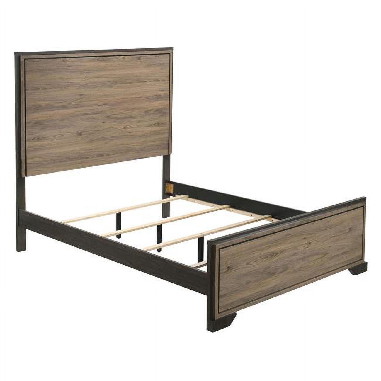 Benjara BM302822 Wood Zoa Platform California King Size Bed with 4 Slats, Rustic Brown