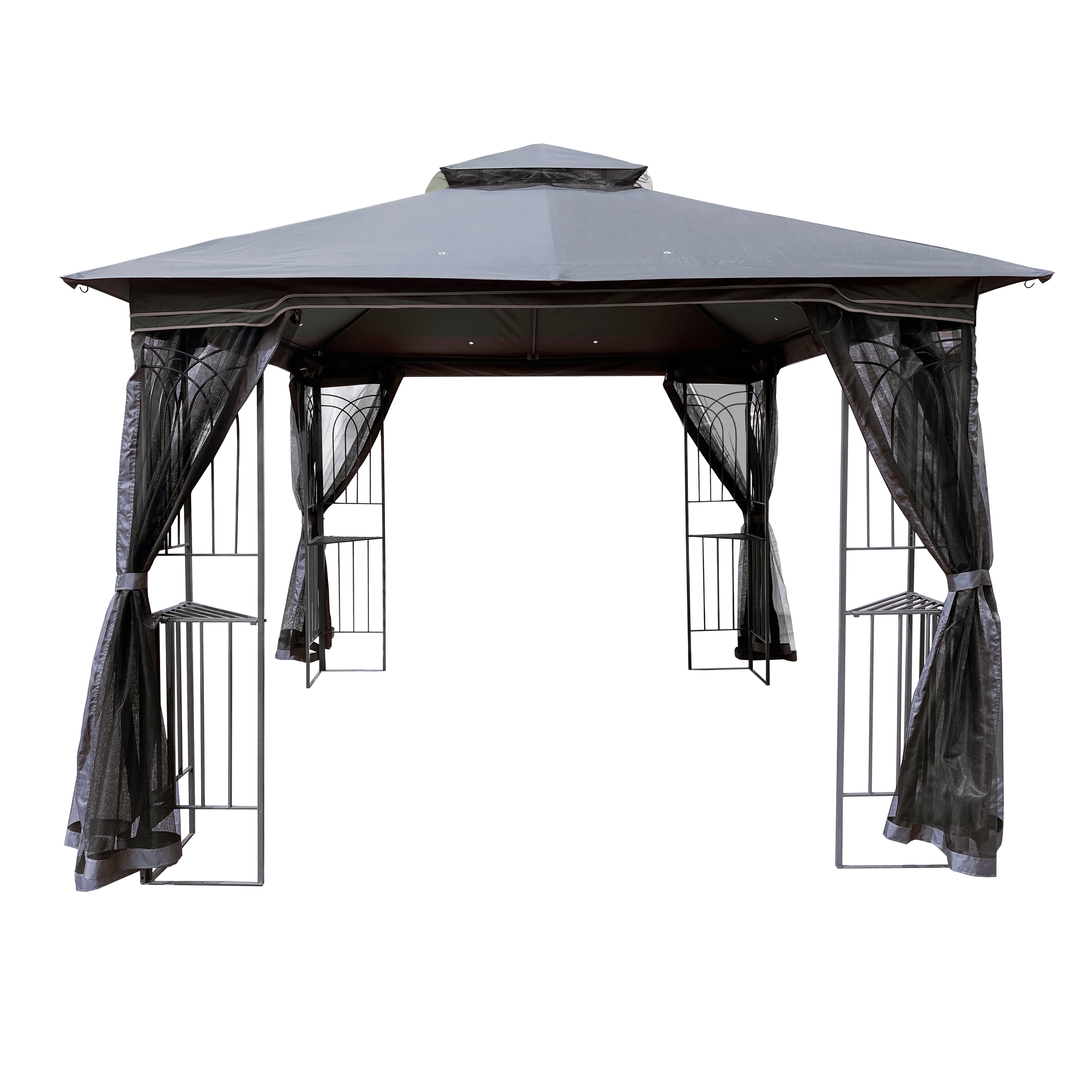 ikayaa 10x10 Outdoor Patio Gazebo Canopy Tent With Ventilated Double Roof And Mosquito net(Detachable Mesh Screen On All Sides),Suitable for Lawn, Garden, Backyard and Deck,Gray