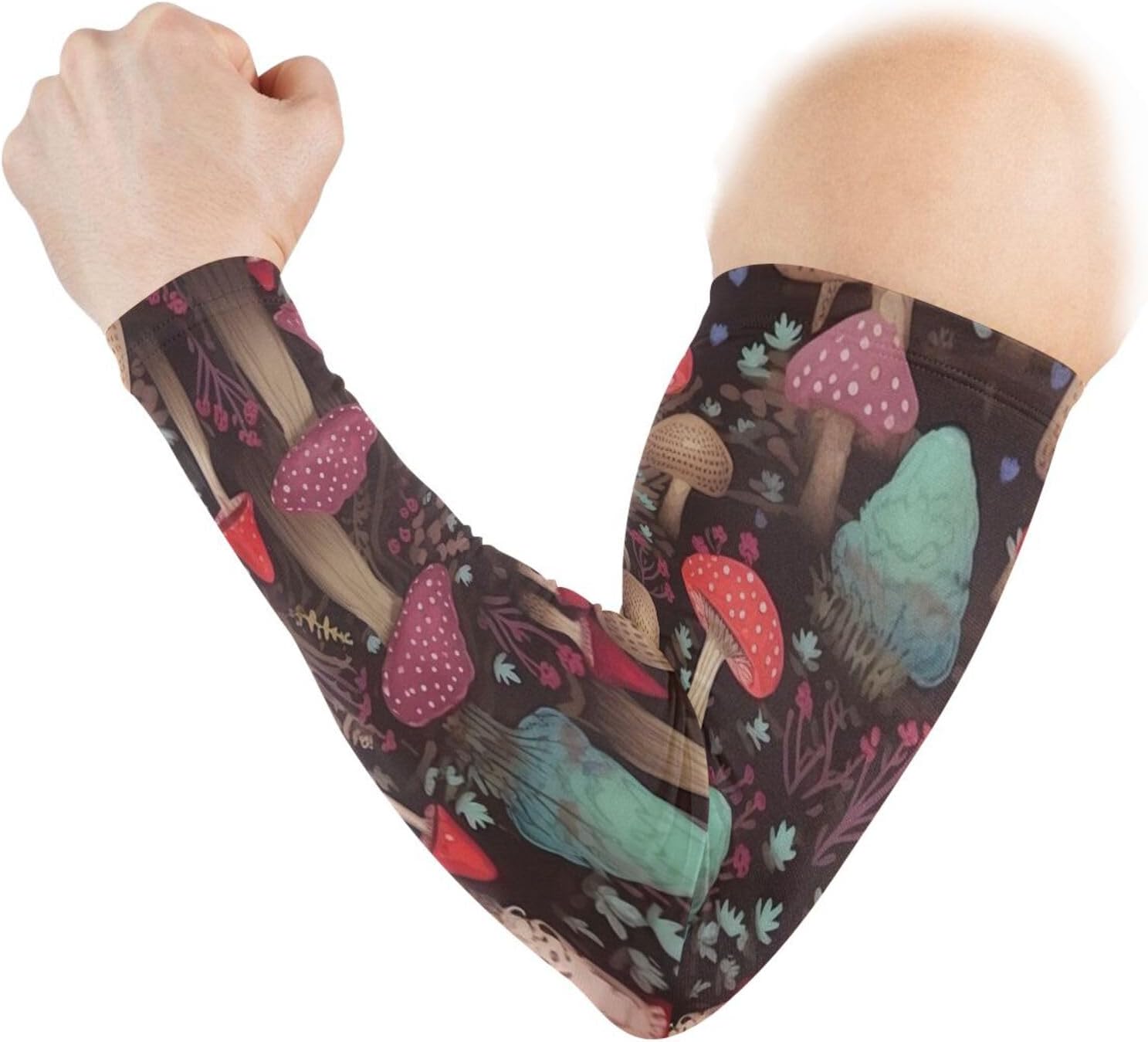 Wellsay Colorful Mushrooms Arm Sleeves for Men and Women Compression Arm Sleeves for UV Sun Protection & Tattoo Cover Up, Great for Sports