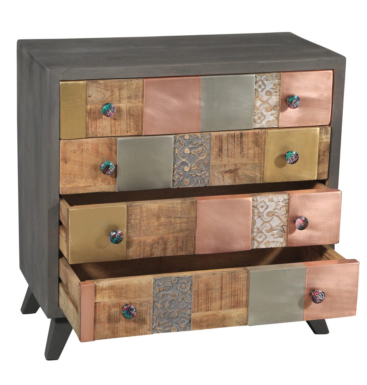 Picasso Recycled Mango Wood Chest/Dresser with 4 Drawers