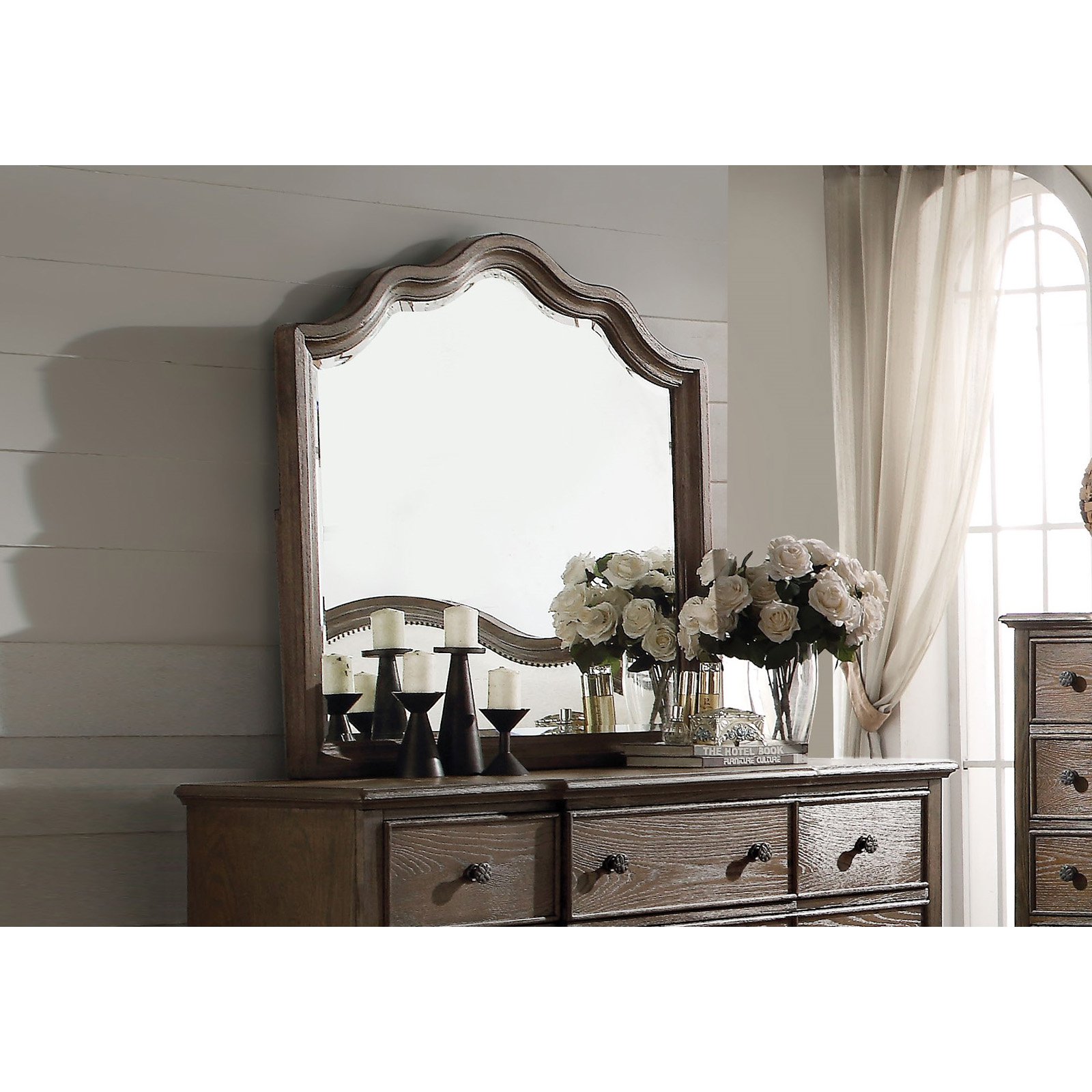 ACME Baudouin 9 Drawer Wooden Dresser in Weathered Oak