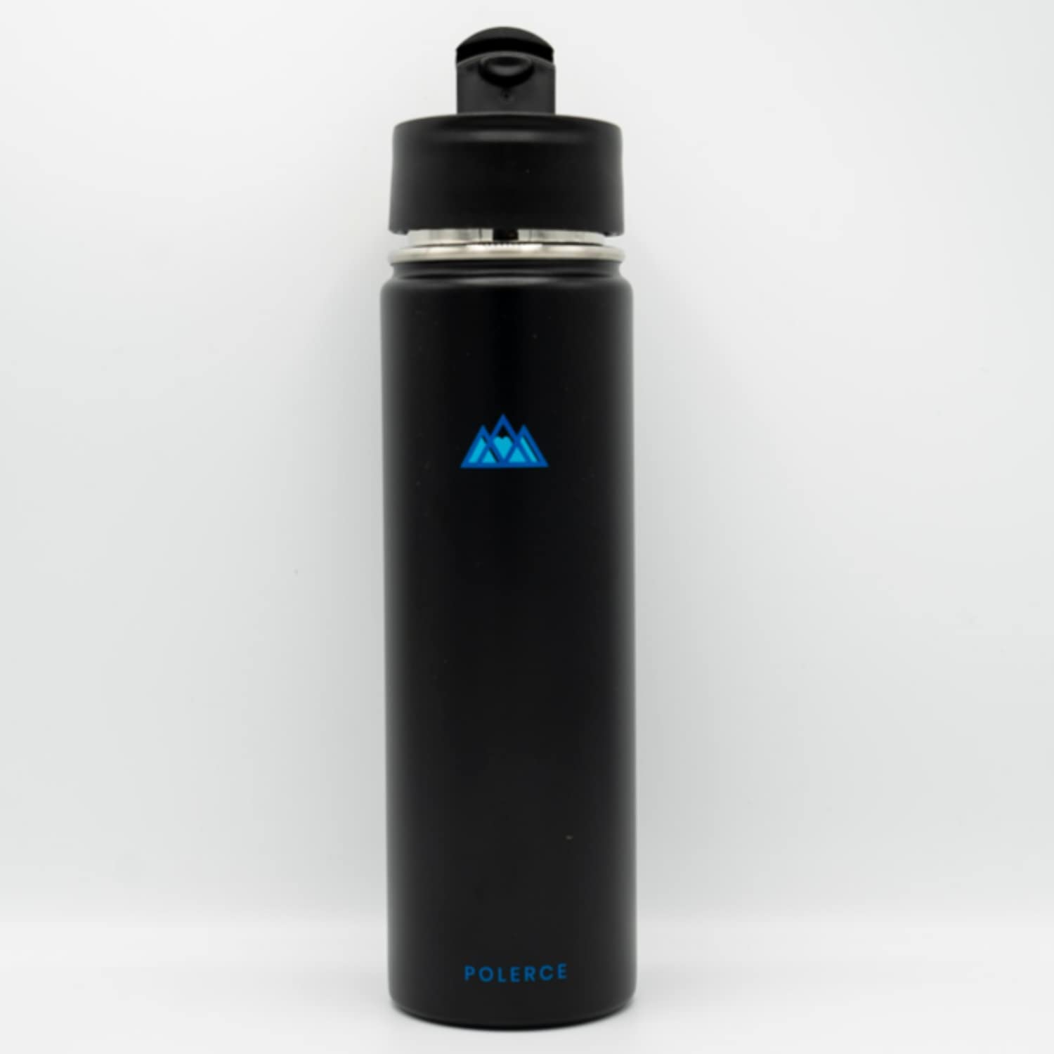 Vacuum Insulated Bottle with 3 Lids - Stainless Steel Thermally Insulated Flask - by Polerce (21 Oz, Black)