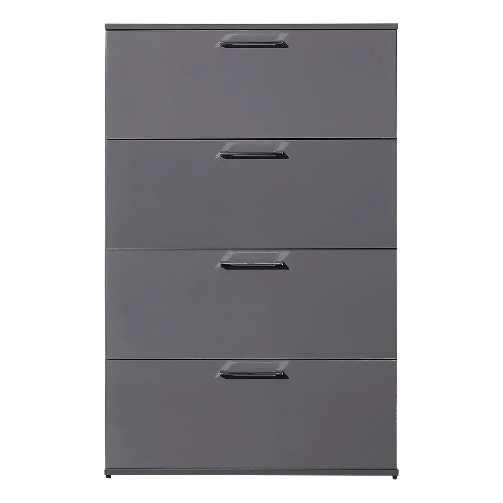 Artlia Glossy Four-Drawer Jumbo Chest in Dark Gray