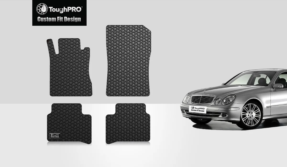 ToughPRO - 1st & 2nd Row Mats Compatible with MERCEDES-BENZ E280 - All Weather Heavy Duty (Made in USA) - Black Rubber - 2008