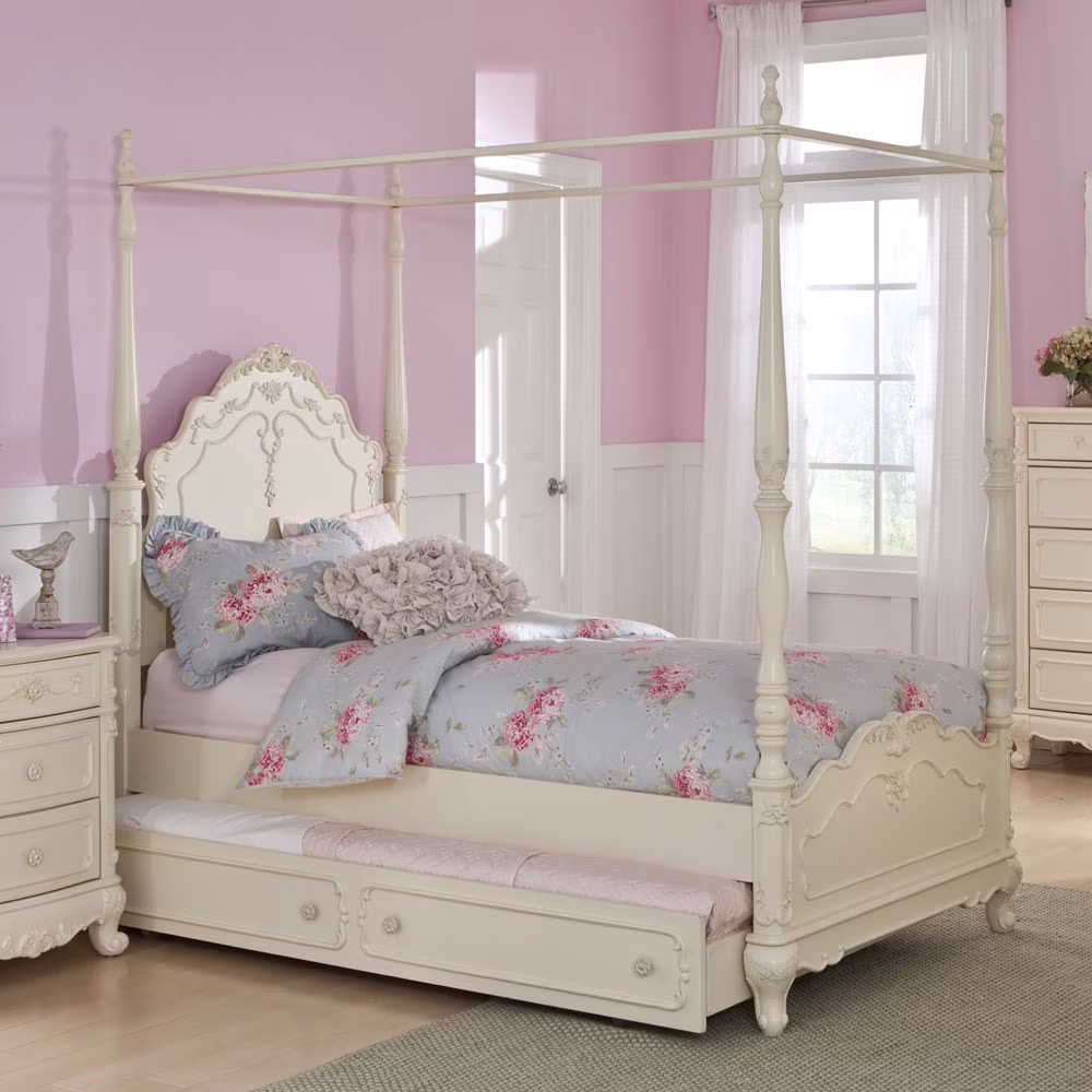 Home Elegance 1386PP-R Cinderella Twin Trundle For Canopy Bed in Antique White