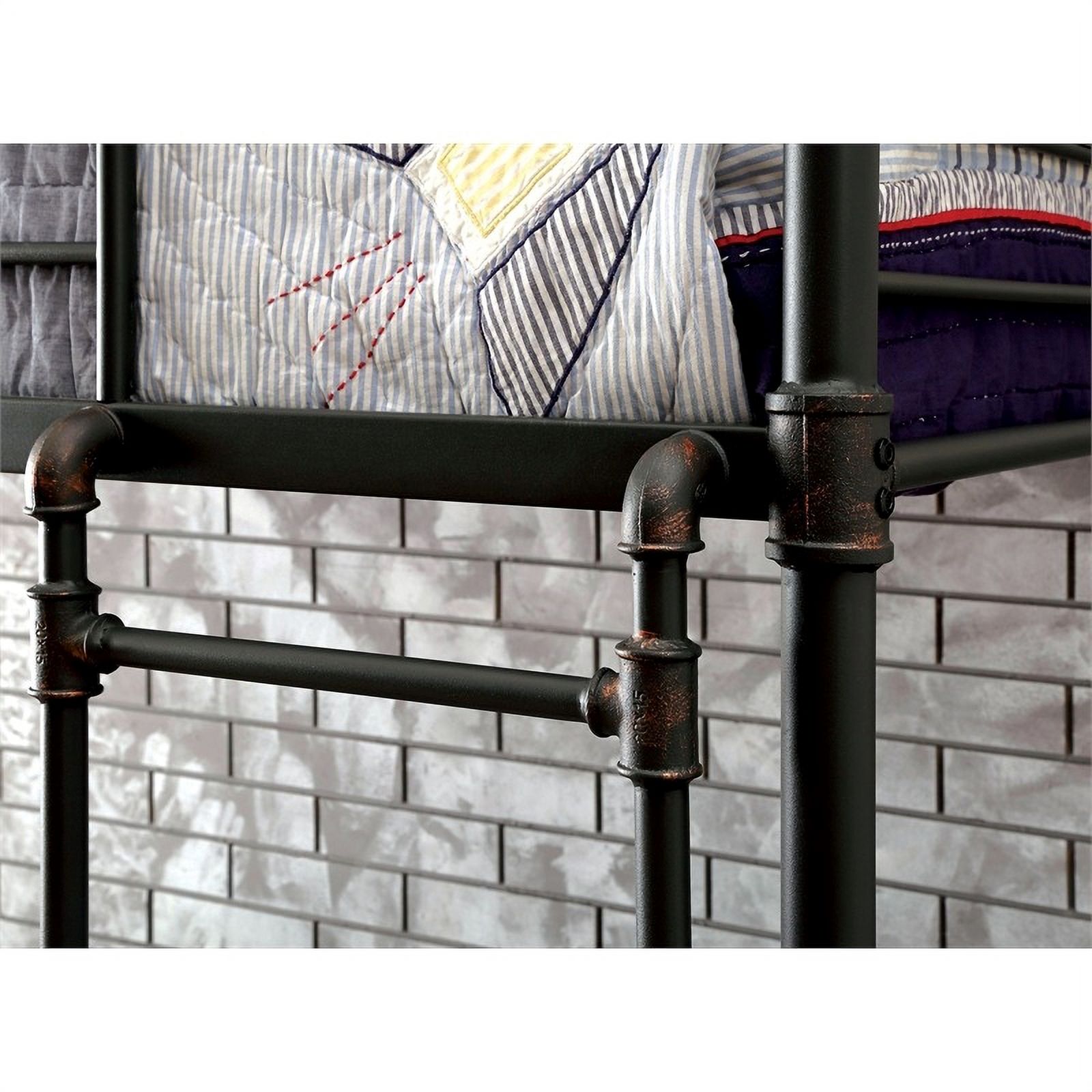 Bowery Hill Modern Metal Twin over Twin Bunk Bed in Antique Black