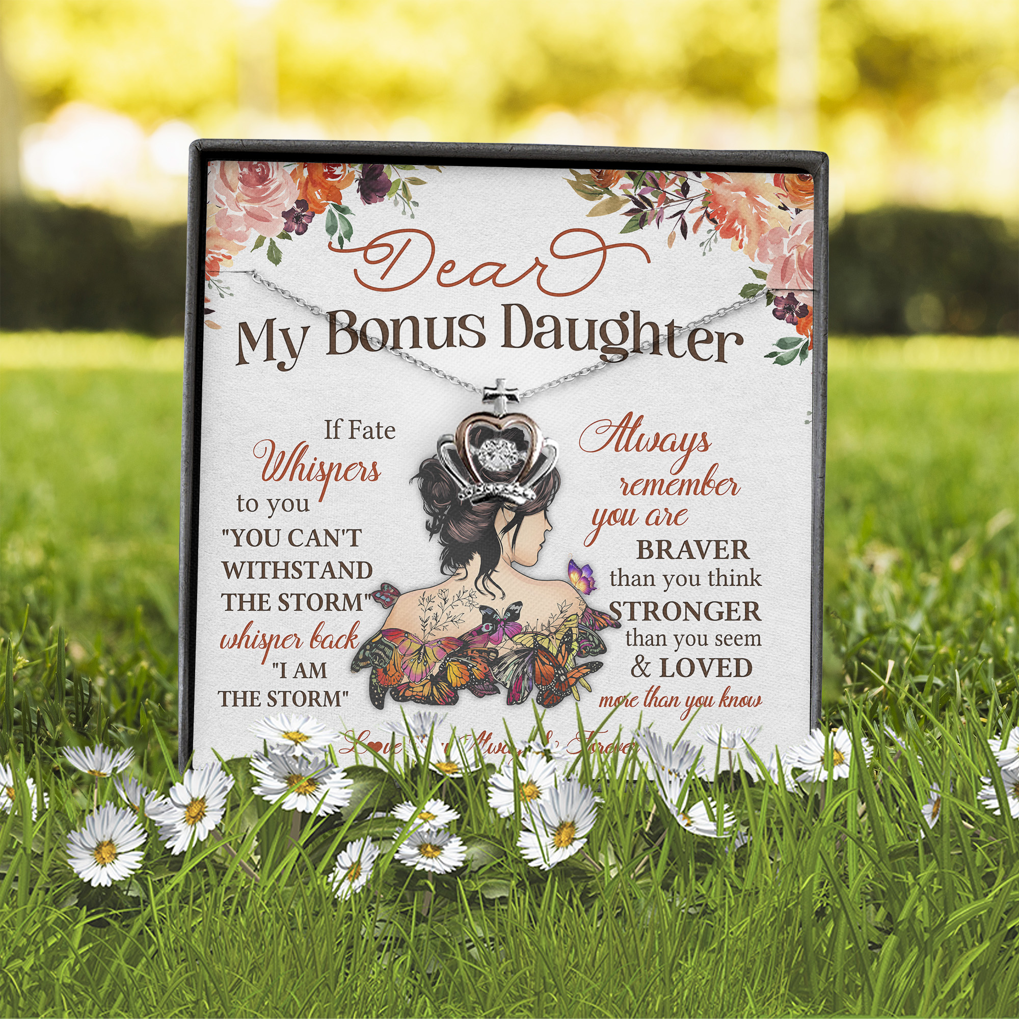 LOLUIS Gifts for Women Girls Her, Birthday Graduation Wedding Valentine Christmas Jewelry Gifts, Daughter Necklace (Bonus Daughter, Luxe Crown Necklace)