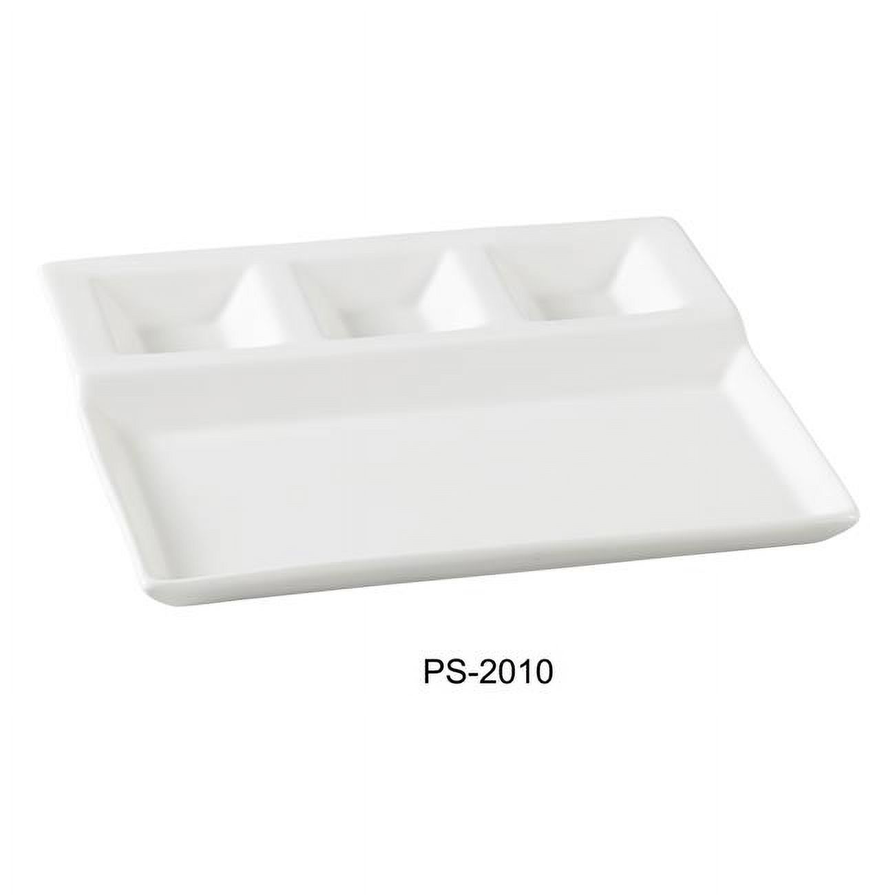 Yanco PS-2010 10.25 x 8.75 in. Porcelain 4-Compartment Plate, Bone White - Pack of 12