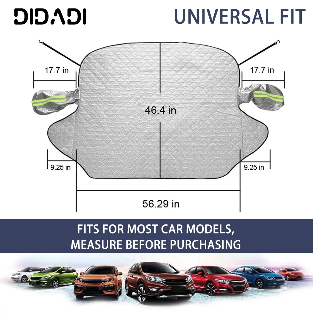 Car Front Window Covers AYAMAYA Windshield Cover for Ice and Snow Windproof Waterproof Auto Snow Covers Thick Magnetic Windscreen Protector Anti Sun Frost Dust Winter Windshield Cover for Vehicle