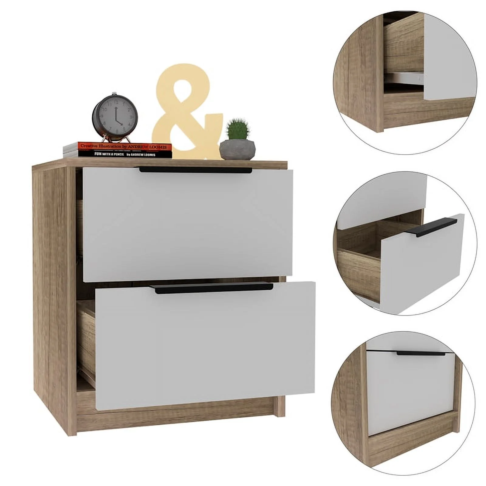 Home Square 3-Piece Set with Four Drawer Dresser and 2 Nightstands