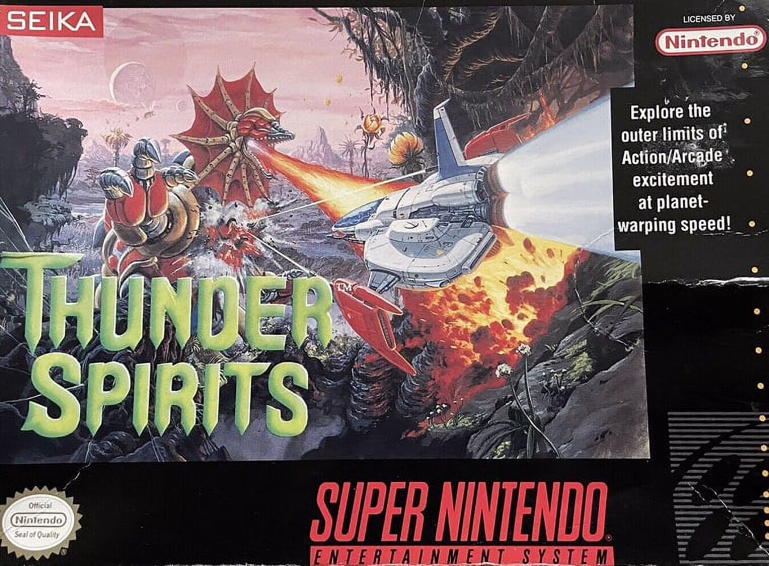 Restored Thunder Spirits (Super Nintendo, 1992) SNES Shooter Game (Refurbished)