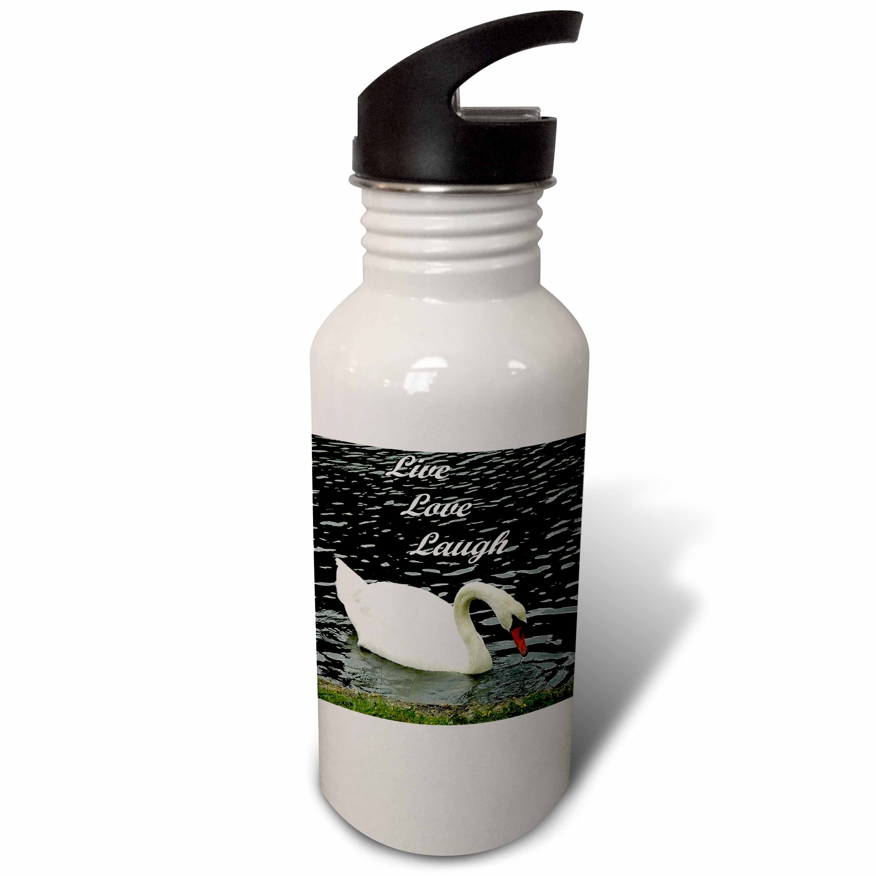 Live Love Laugh Swan 21 oz Sports Water Bottle wb-202508-1