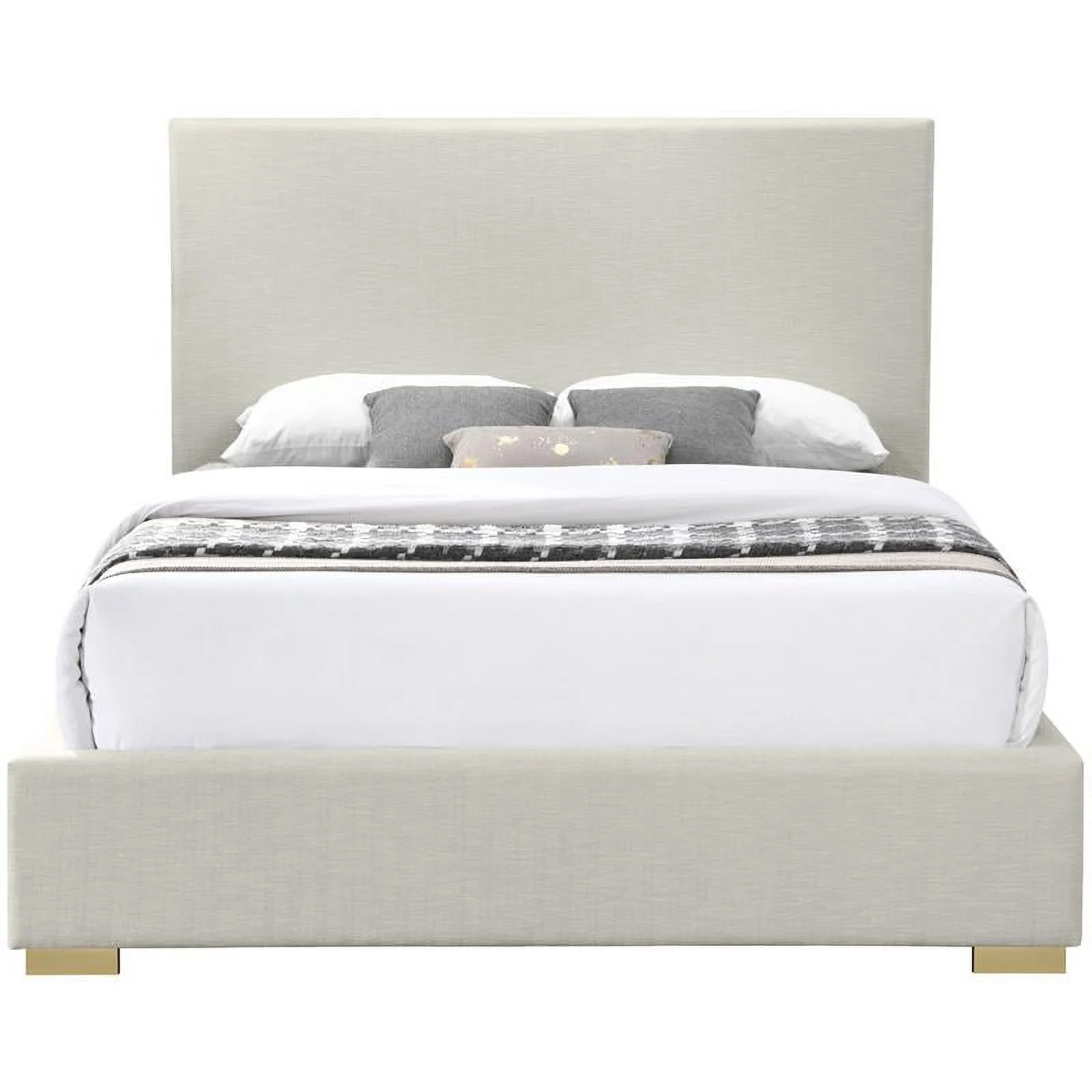 Meridian Furniture Crosby Beige Linen Textured Fabric King Bed