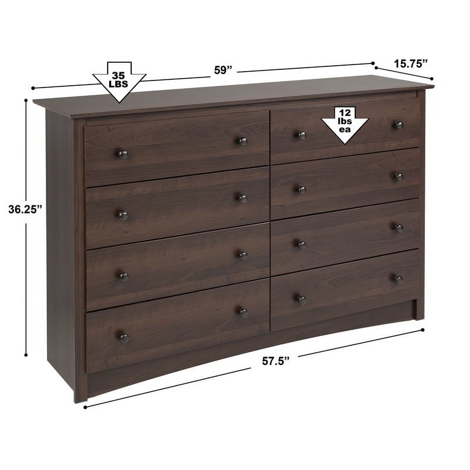 Pemberly Row 8-Drawer Transitional Composite Wood Dresser in Espresso